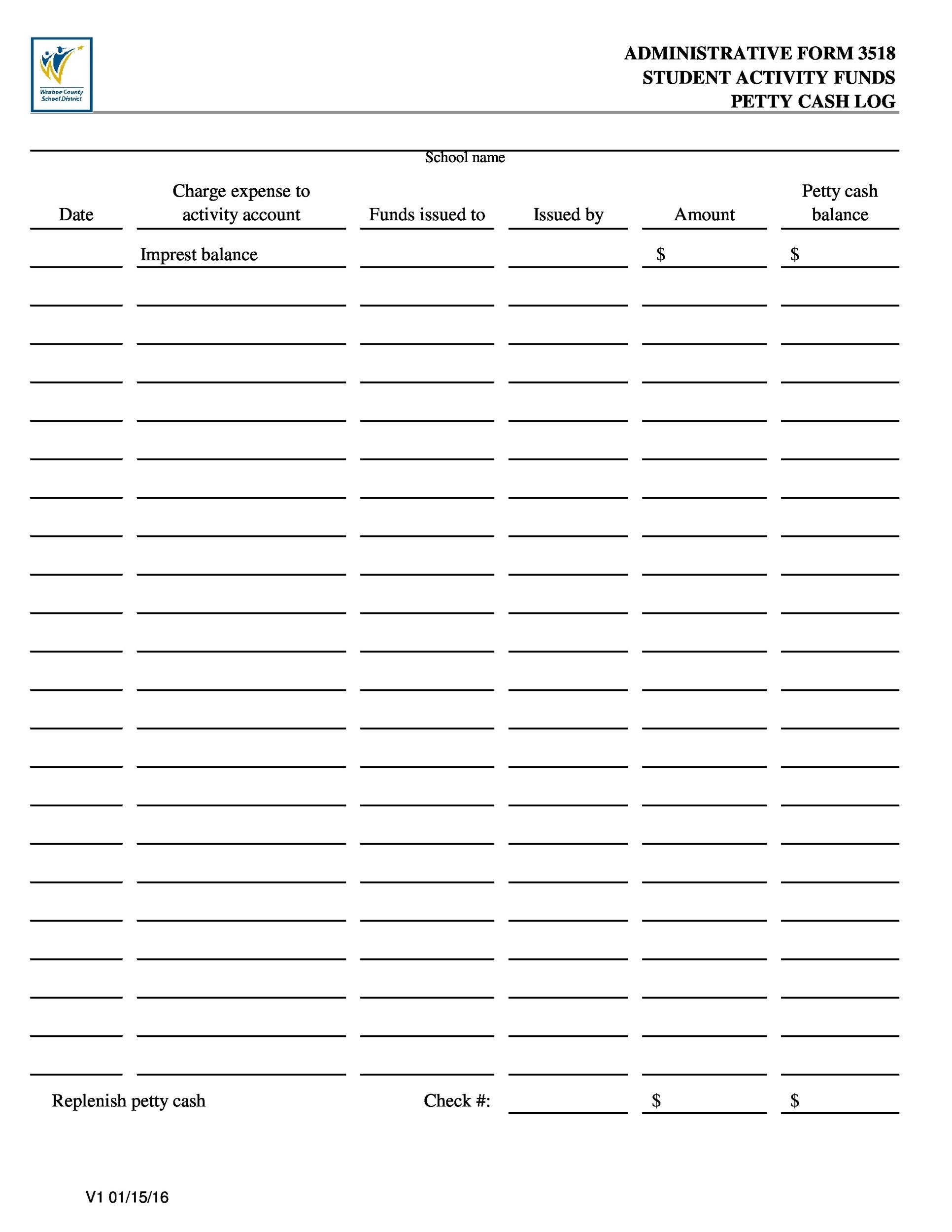 40 Petty Cash Log Templates Forms Excel PDF Word TemplateLab 40 Petty Cash Log Templates Forms Excel PDF Word TemplateLab