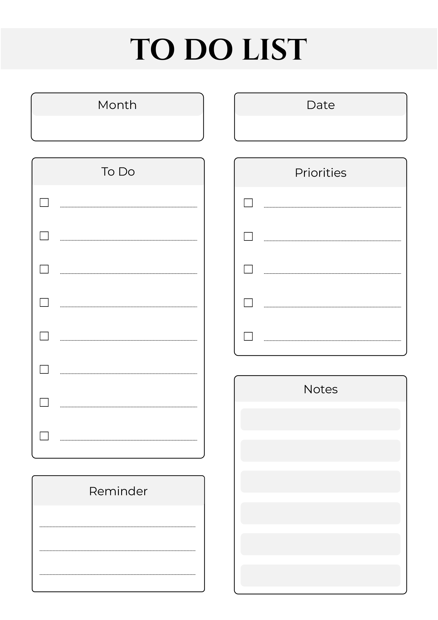 Printable Work To Do List Template
