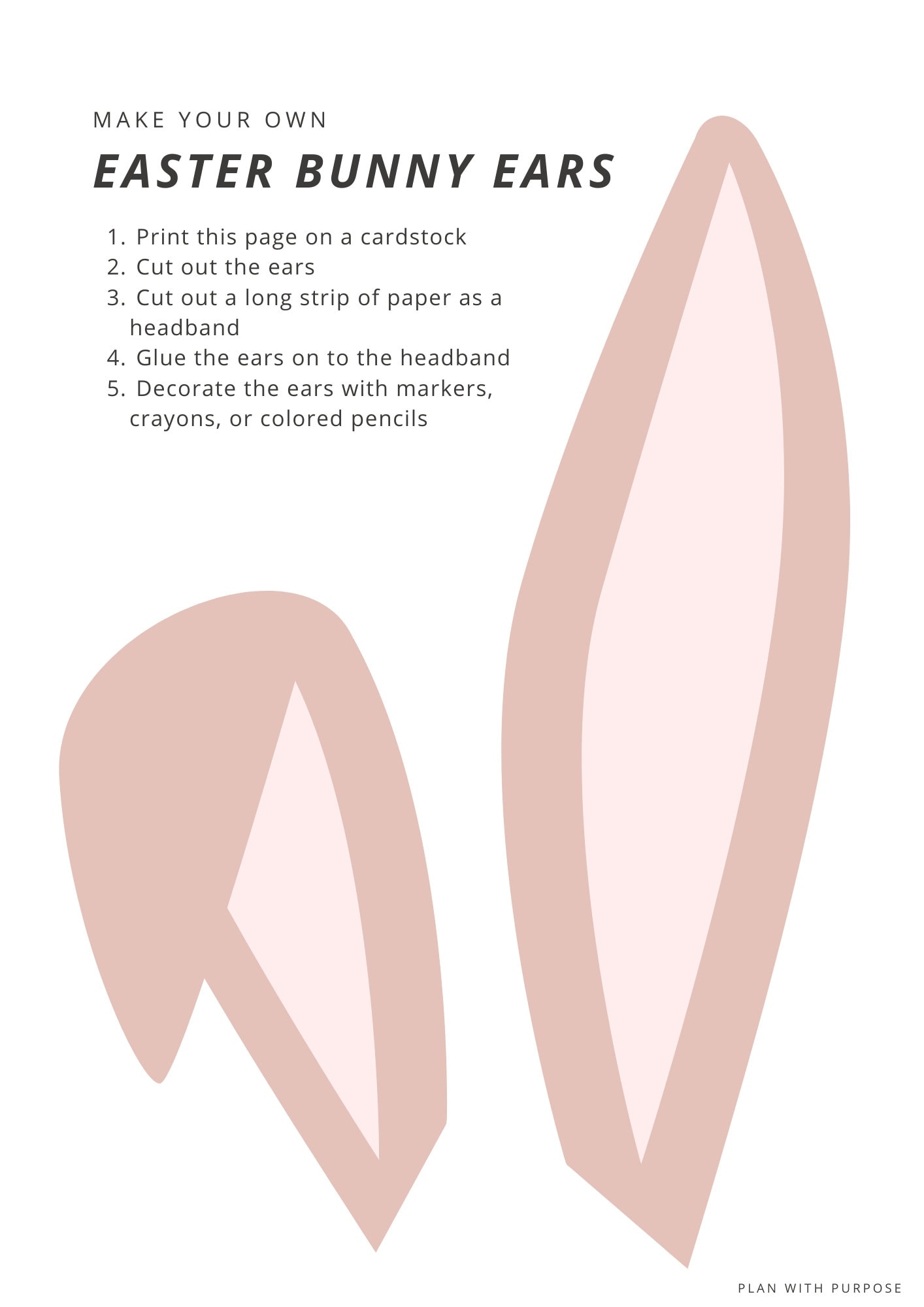 Bunny Ears Printable Create Your Own Bunny Ears Easter Party Craft Kids Activities Template Etsy UK