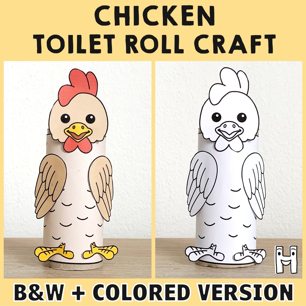 Chicken Toilet Paper Roll Coloring Kid Craft Happy Paper Time