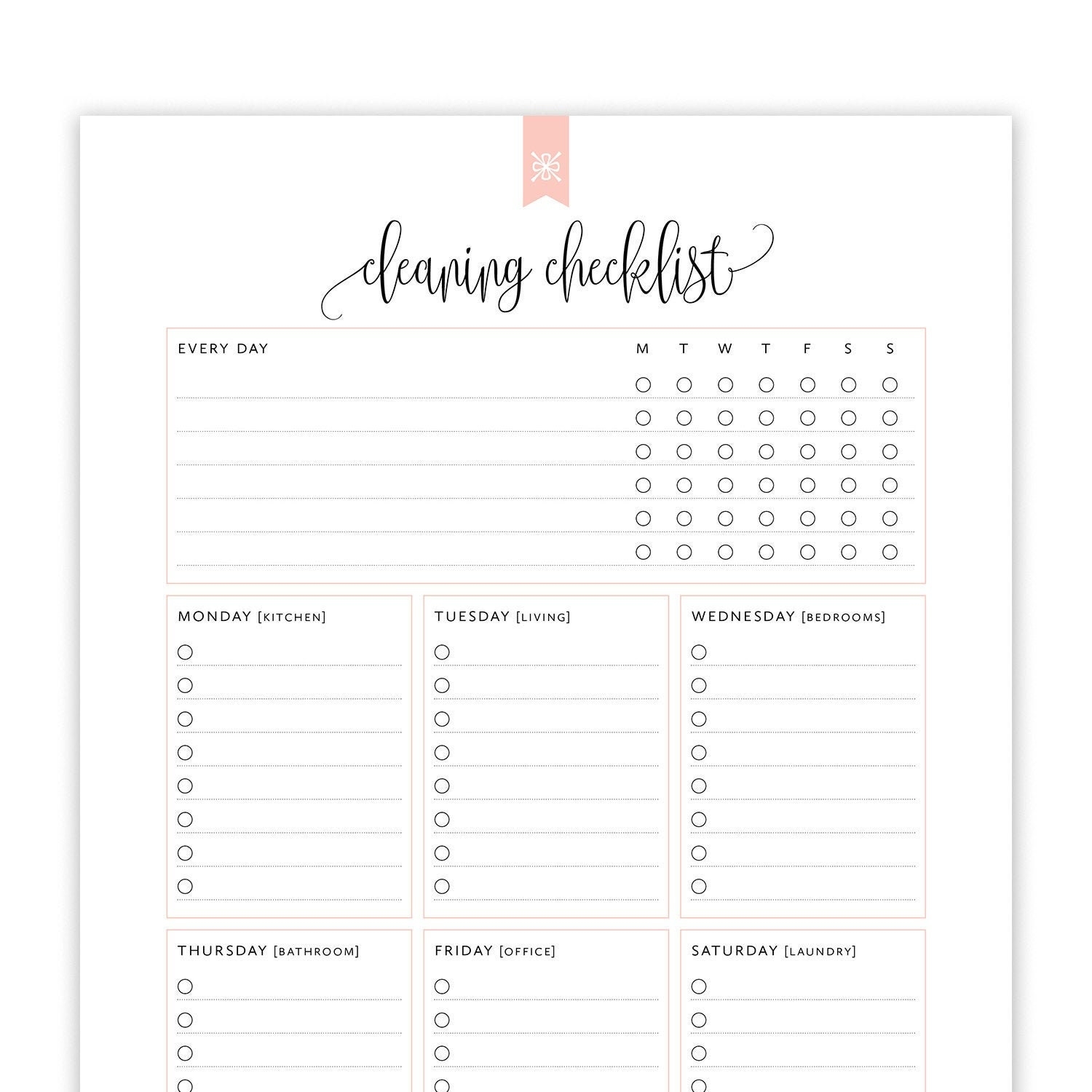 Cleaning Checklist Printable Editable Cleaning List Printable Cleaning Schedule Home Cleaning List Home Binder INSTANT DOWNLOAD Etsy