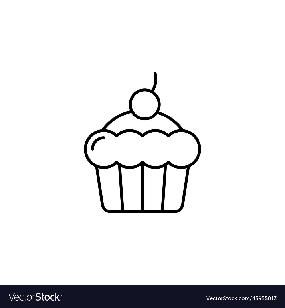 Cupcake Line Art Icon Design Template Royalty Free Vector