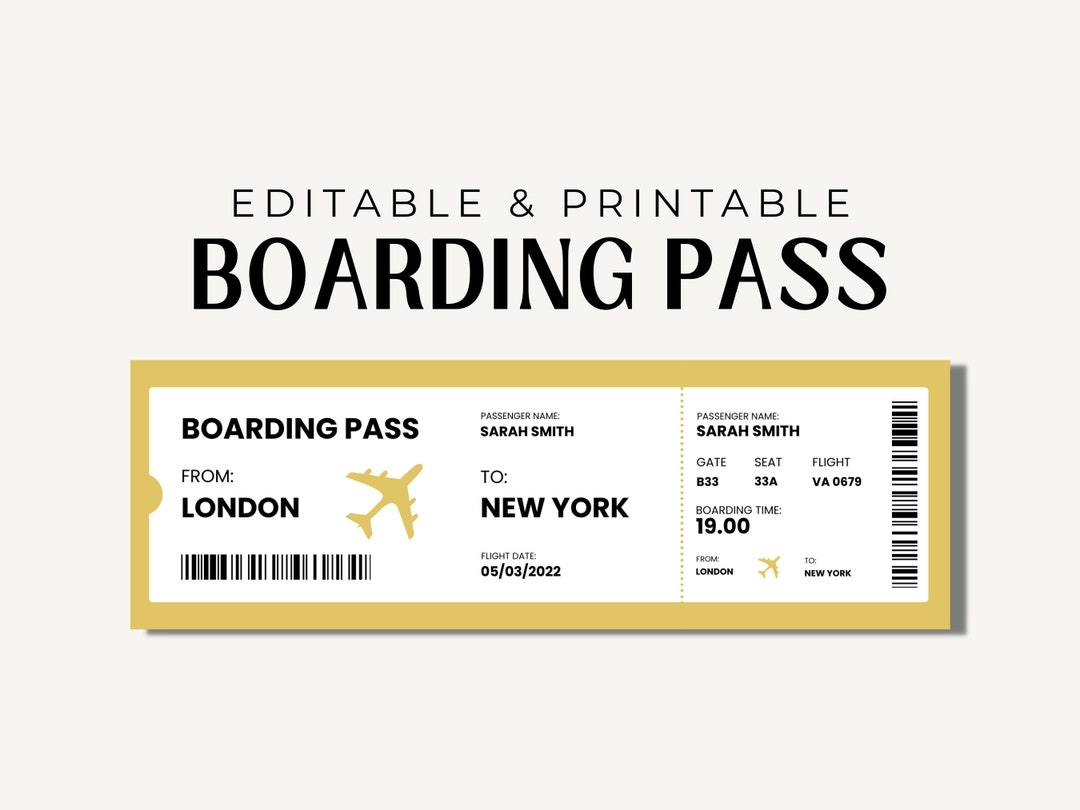 Fake Plane Ticket Template Plane Ticket Printable Template Plane Ticket Template Pane Ticket Template For Gift Airline Ticket Etsy UK