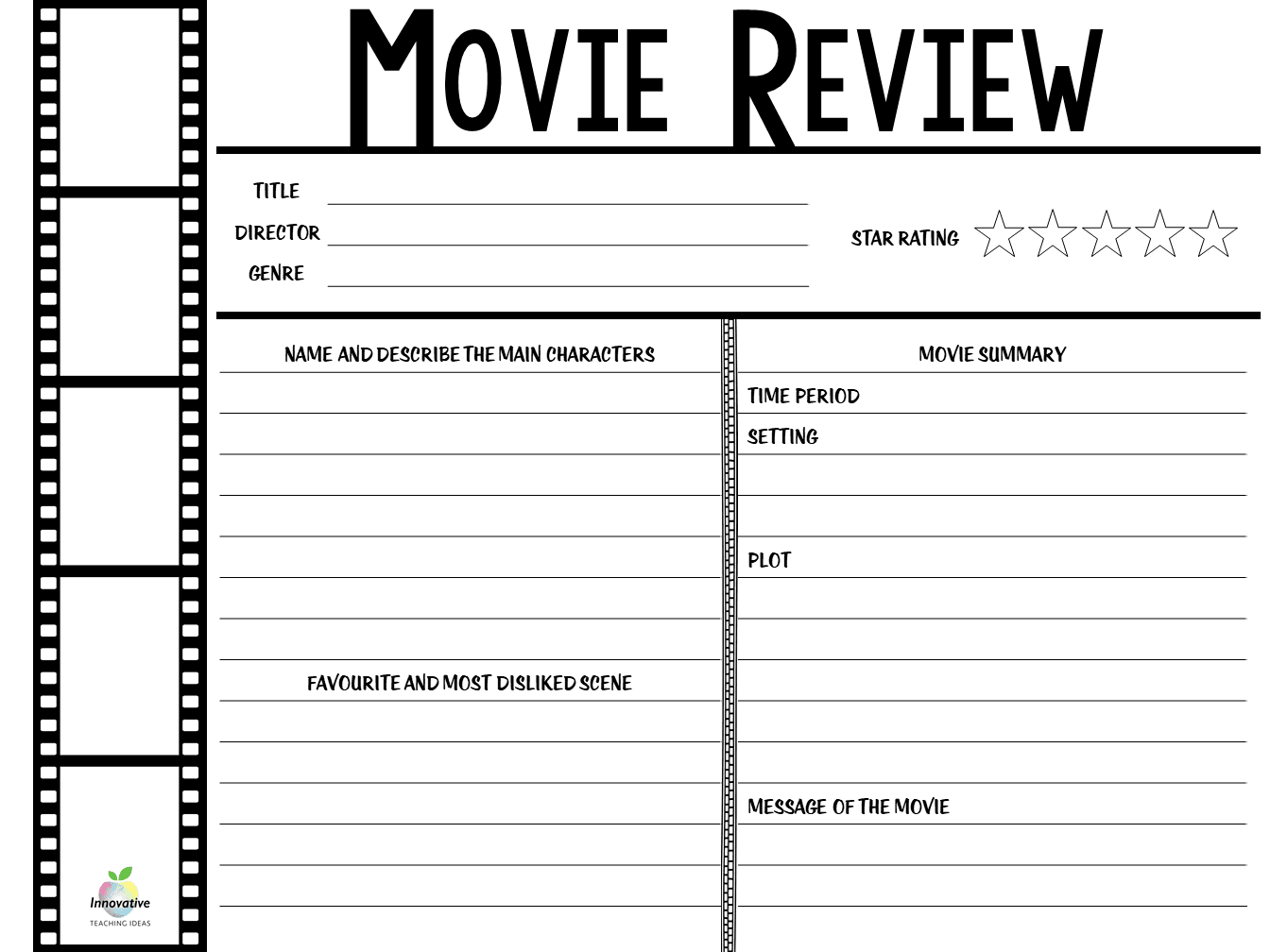 FREE Movie Review Template For Engaging Classroom Lessons
