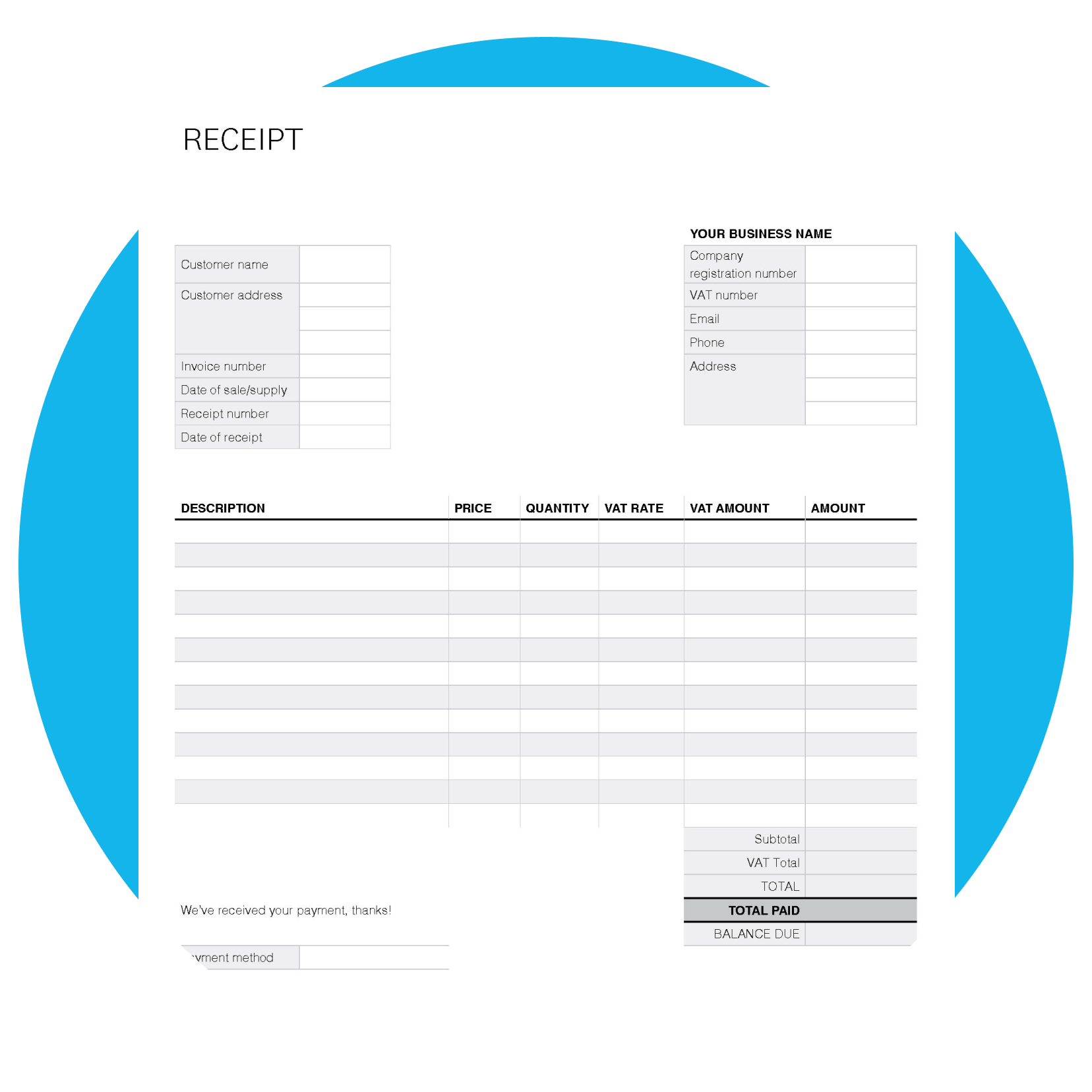 Printable Payment Receipt Template