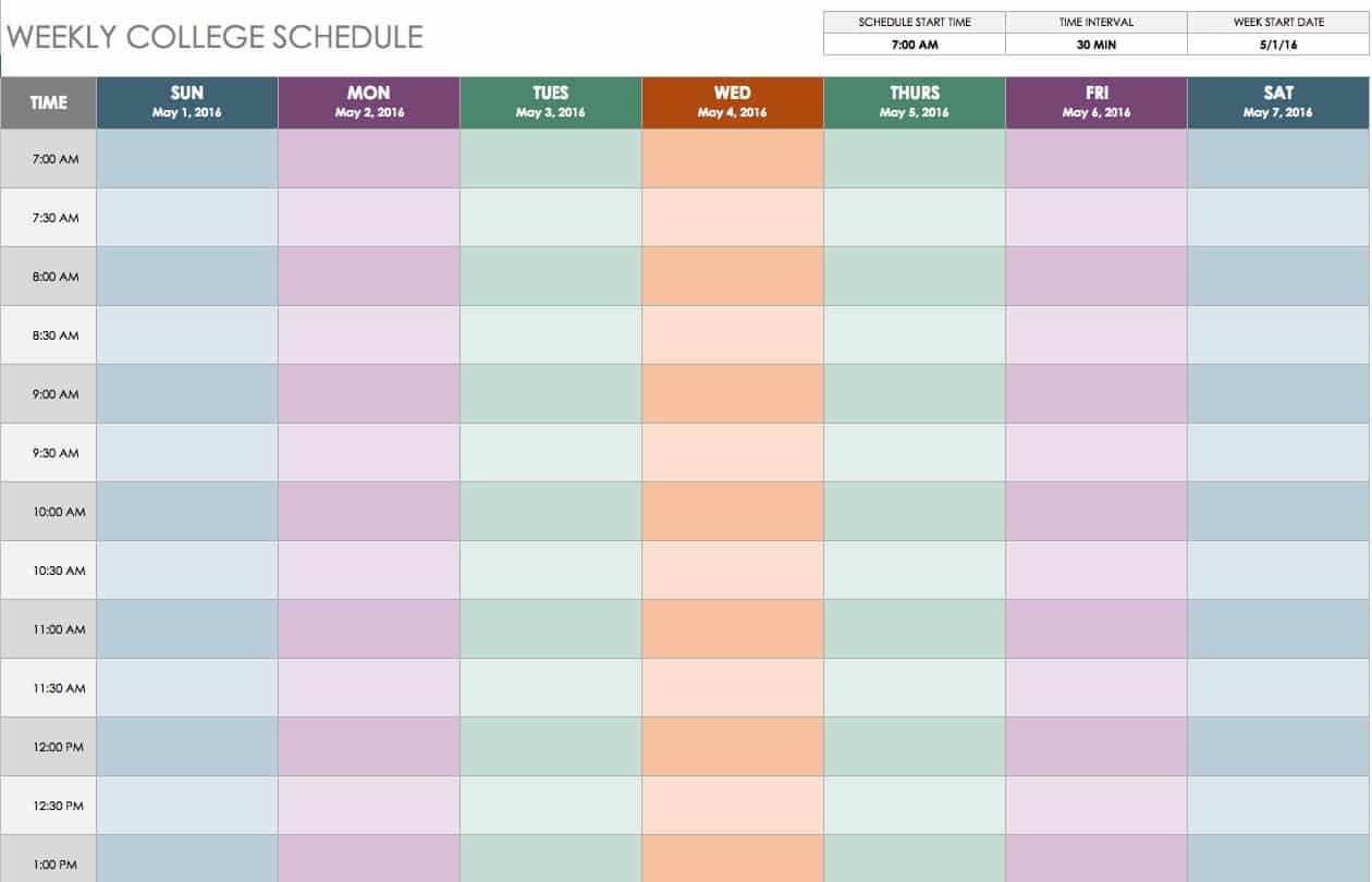 Weekly Schedule Template Free Printable