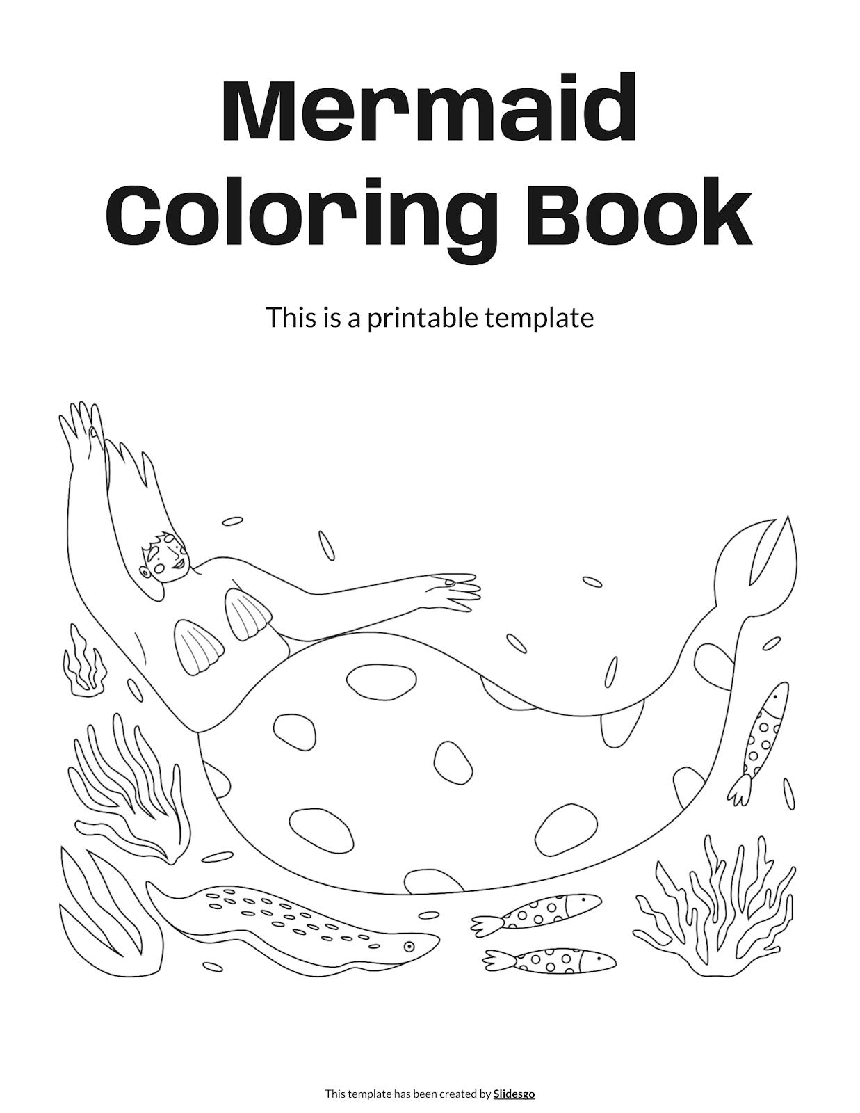 Mermaid Coloring Book Template