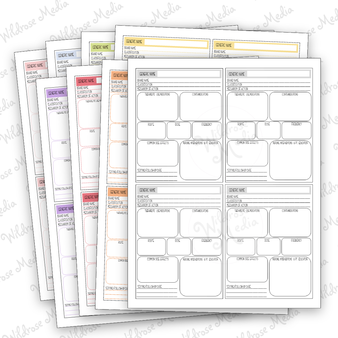Printable Drug Card Template