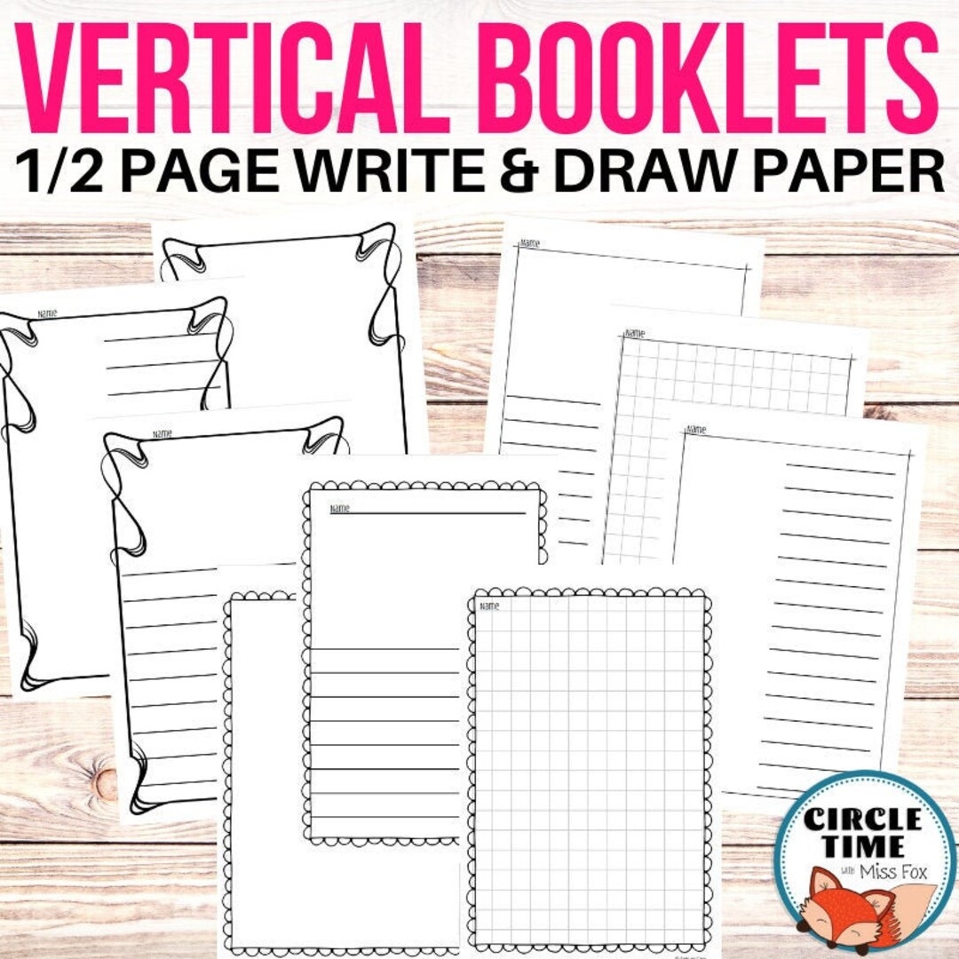 Printable Booklet Templates Vertical Half Sheet Writing Paper Blank Journaling Template Mini Book Template Vertical Half Page Writing Paper Etsy UK