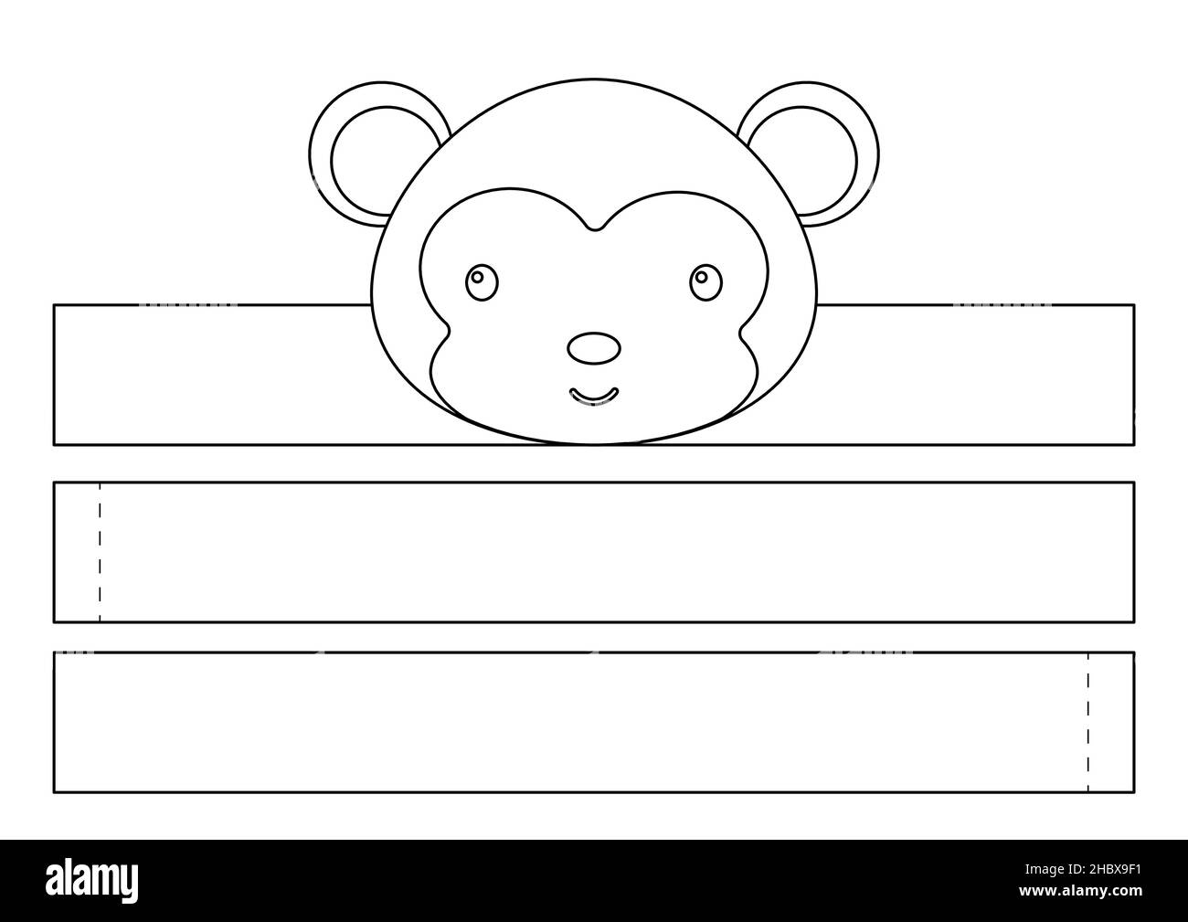 Printable Monkey Paper Crown Diy Cut Party Ribbon Template For Birthday Christmas Baby Shower Fun Accessory For Entertainment Print Color Cut A Stock Vector Image Art Alamy