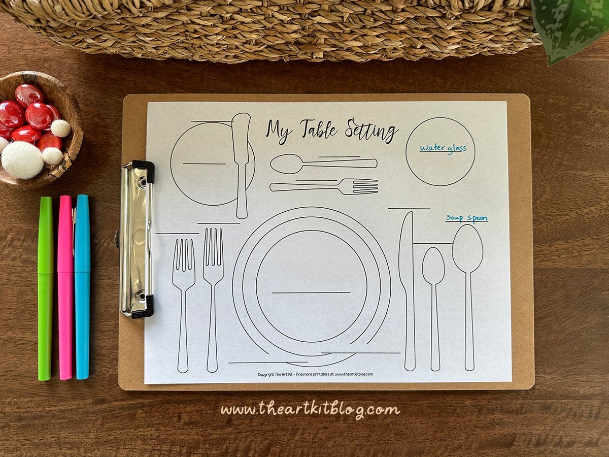 Table Setting Placemat Printables For Kids The Art Kit