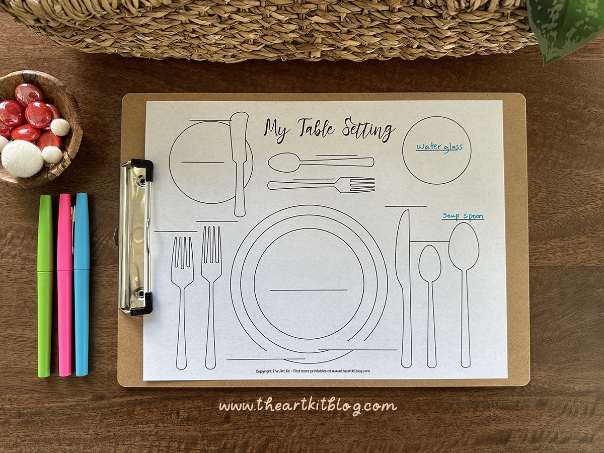 Table Setting Placemat Printables For Kids The Art Kit