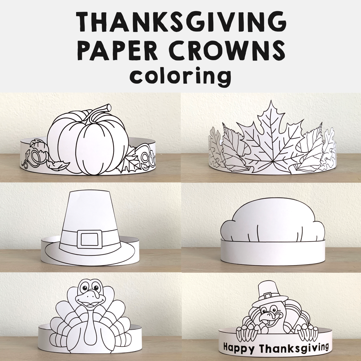 Thanksgiving Hats Crowns Printable Paper Coloring Fall Autumn Craft Made By Teachers