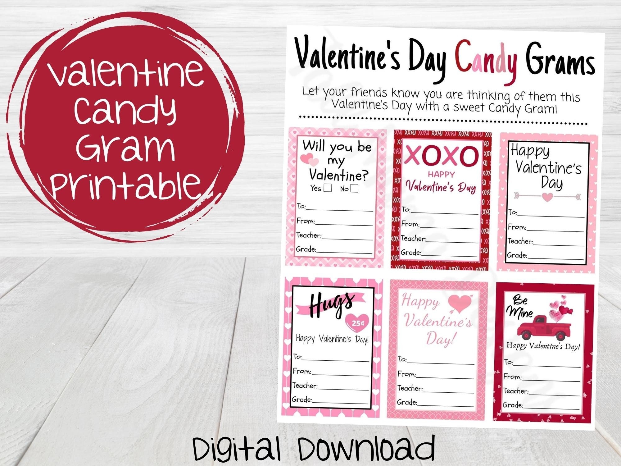 Valentine s Day Printable Candy Gram Valentine s Candy Gram Valentine s Gift Tag School Candy Gram Printable Instant Download Candy Tag Etsy