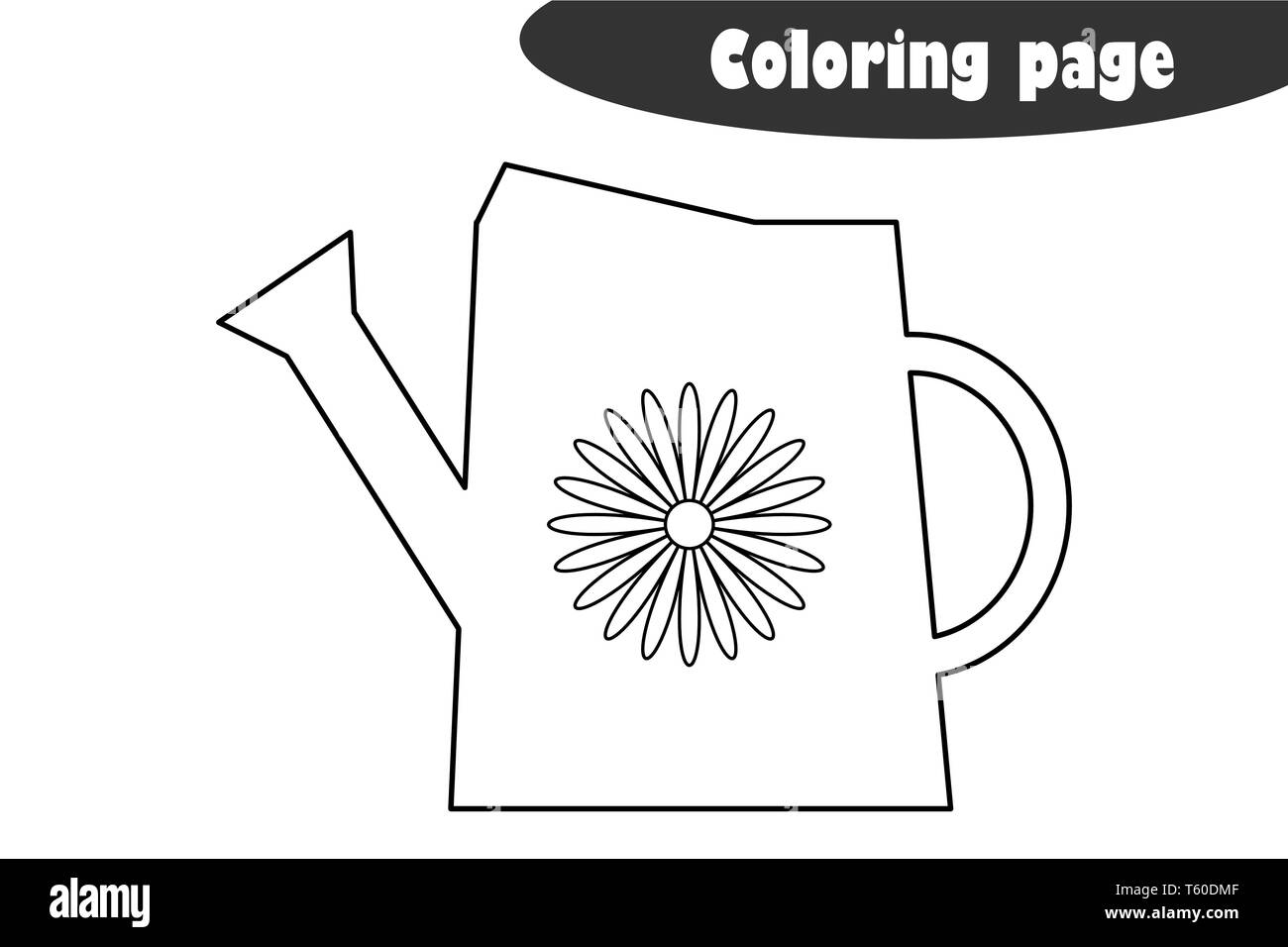 Watering Can In Cartoon Style Coloring Page Spring Education Paper Game For The Development Of Children Kids Preschool Activity Printable Stock Vector Image Art Alamy