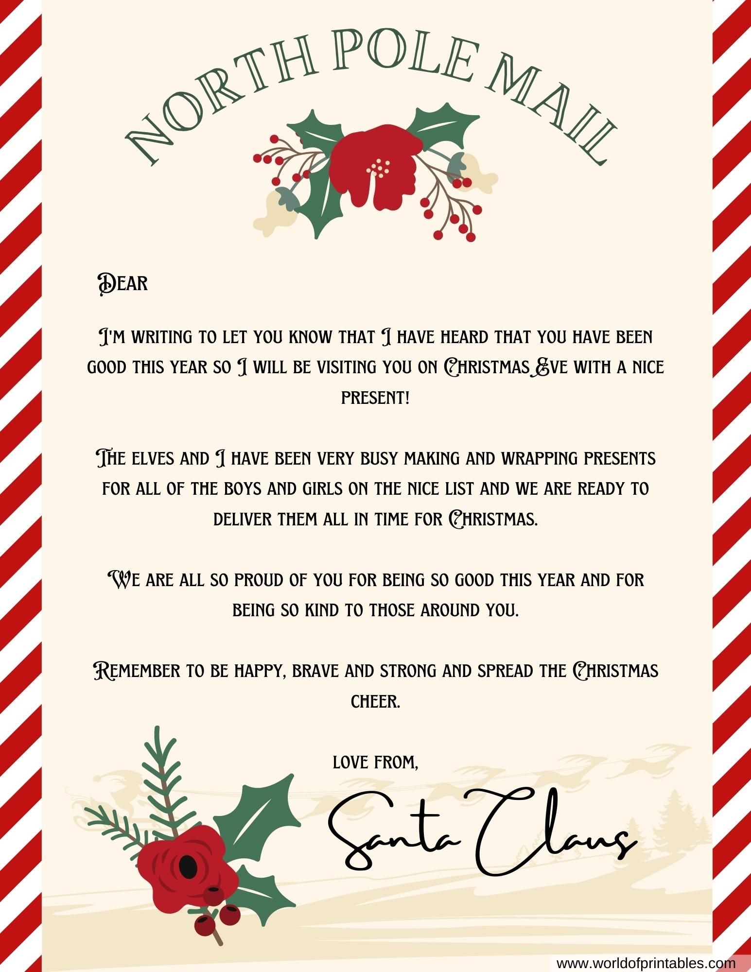 Free Printable Templates For Letters From Santa Free Printable Templates For Letters From Santa
