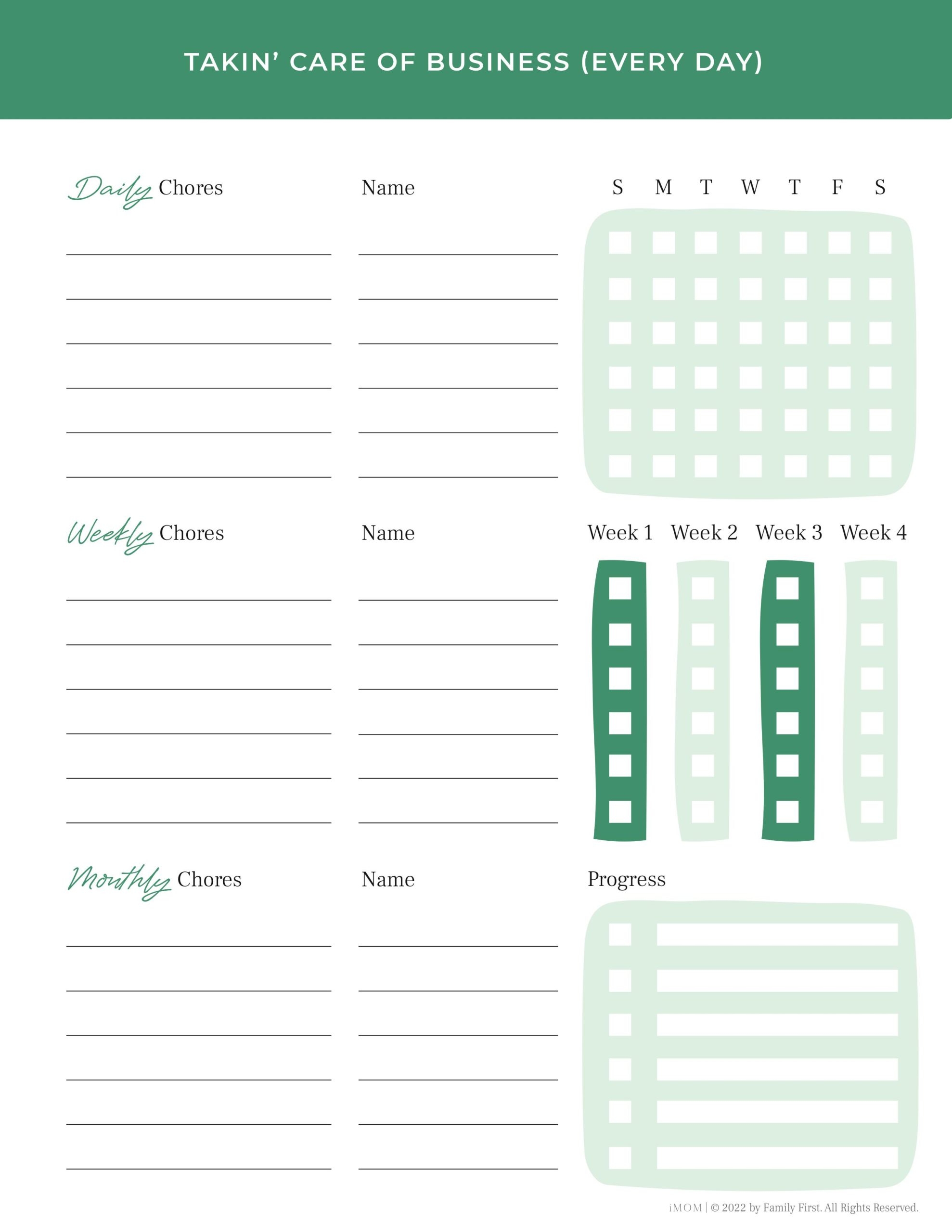 Chore List Template Printable