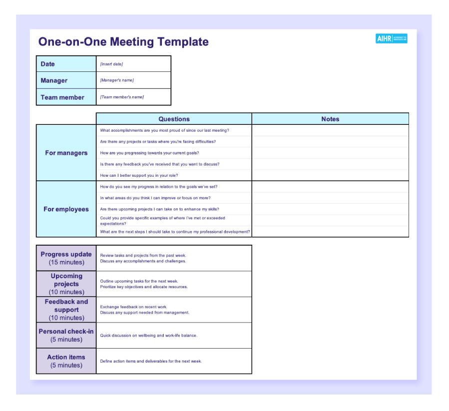 10 One on One Meeting Templates For Productive Meetings AIHR