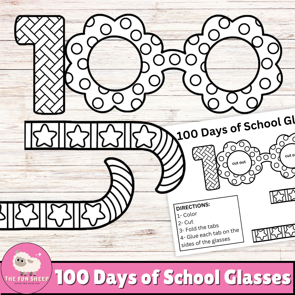 100 Days Of School Glasses Craft 100 Days At School Eyeglasses Template Craft Activity Made By Teachers