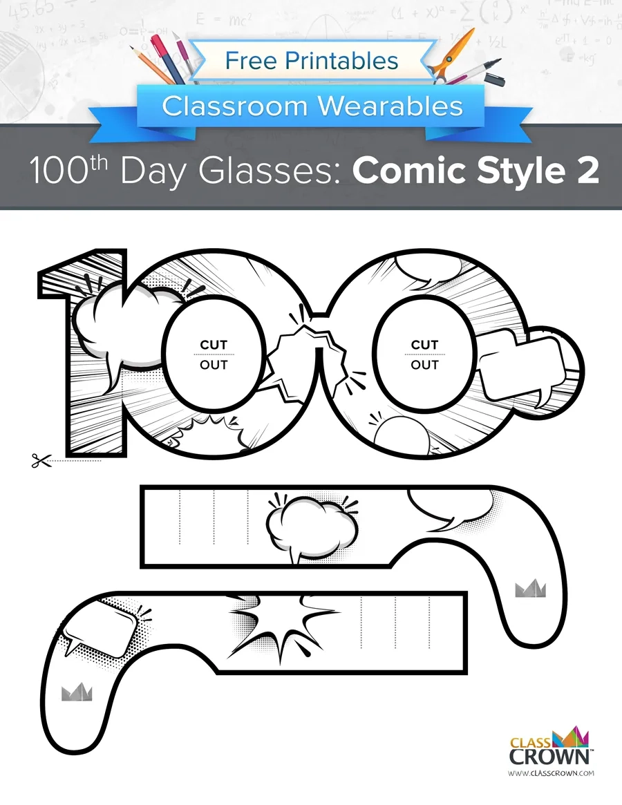 100th Day Of School Glasses Blank Wearables ClassCrown