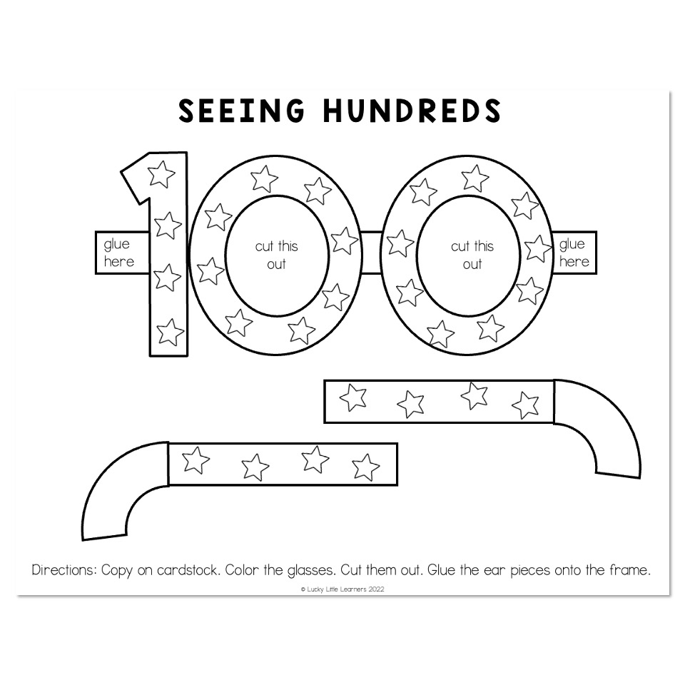 100th Day Seeing Hundreds Glasses Lucky Little Learners