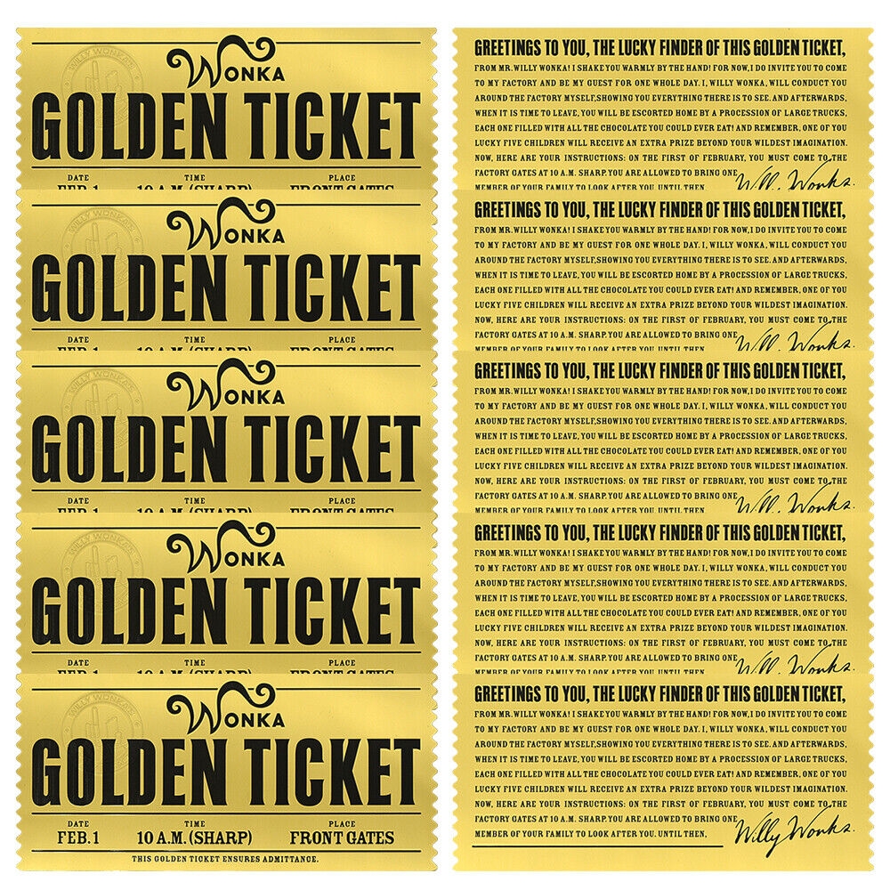 10pcs Wonka Golden Ticket Gold Foil Plastic Cards Collectibles 10pcs Wonka Golden Ticket Gold Foil Plastic Cards Collectibles