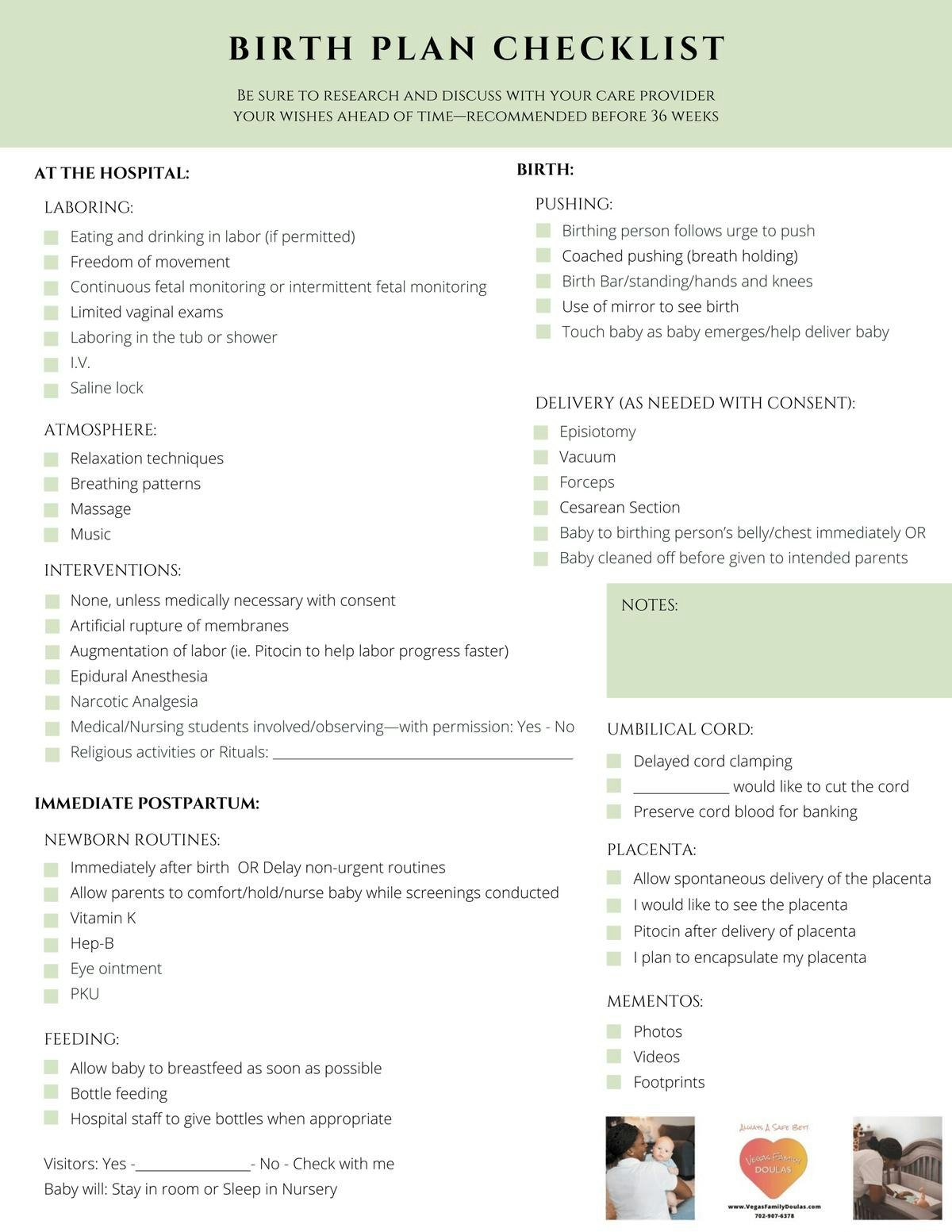 14 Free Printable Birth Plan Templates For Every Kind Of Delivery Worksheets Library