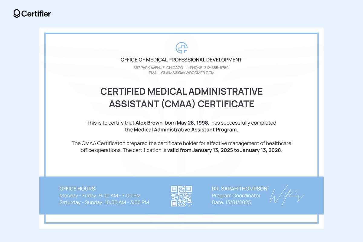 15 Free Printable Medical Assistant Certificate Templates