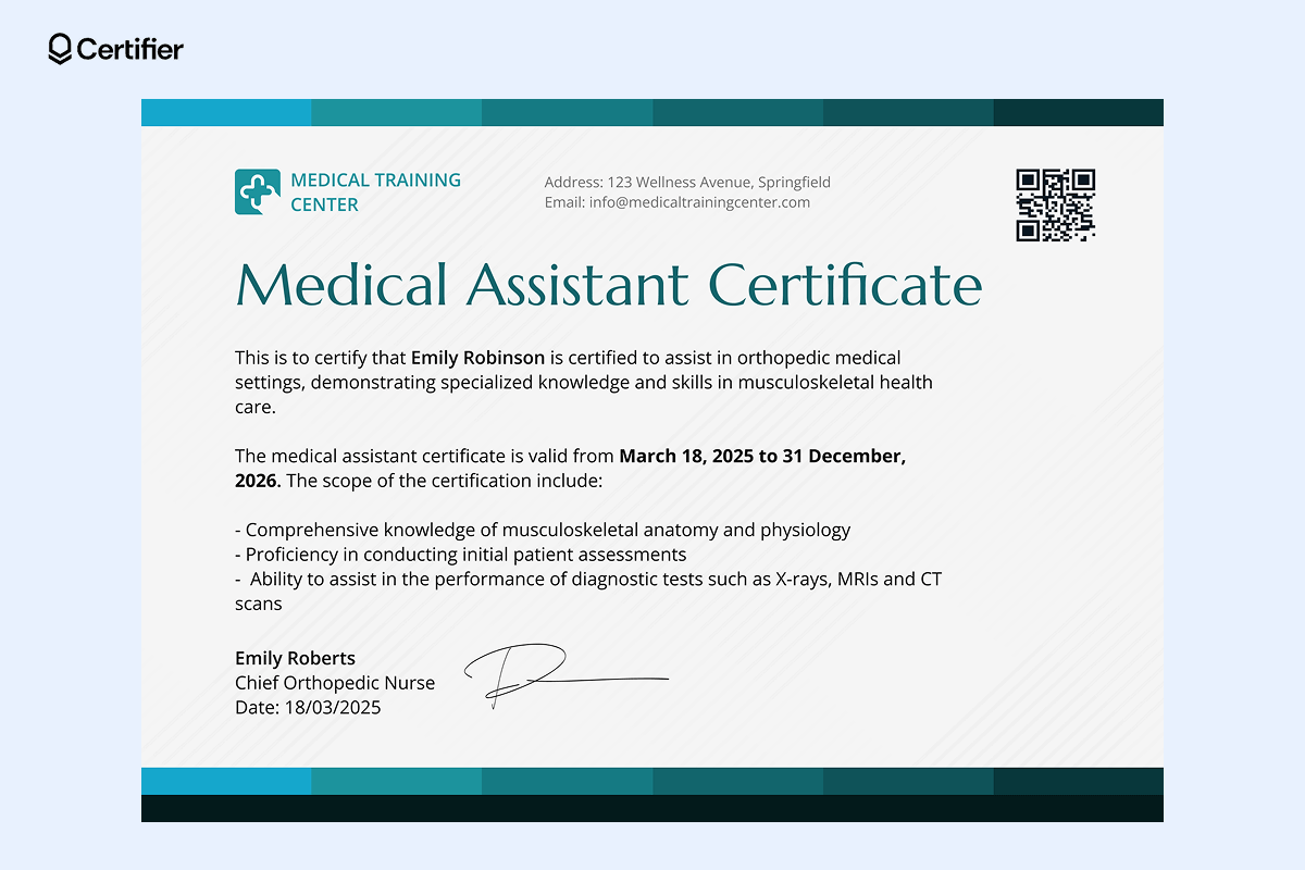 15 Free Printable Medical Assistant Certificate Templates