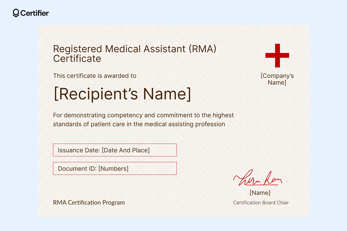 Printable Medical Assistant Certificate Template