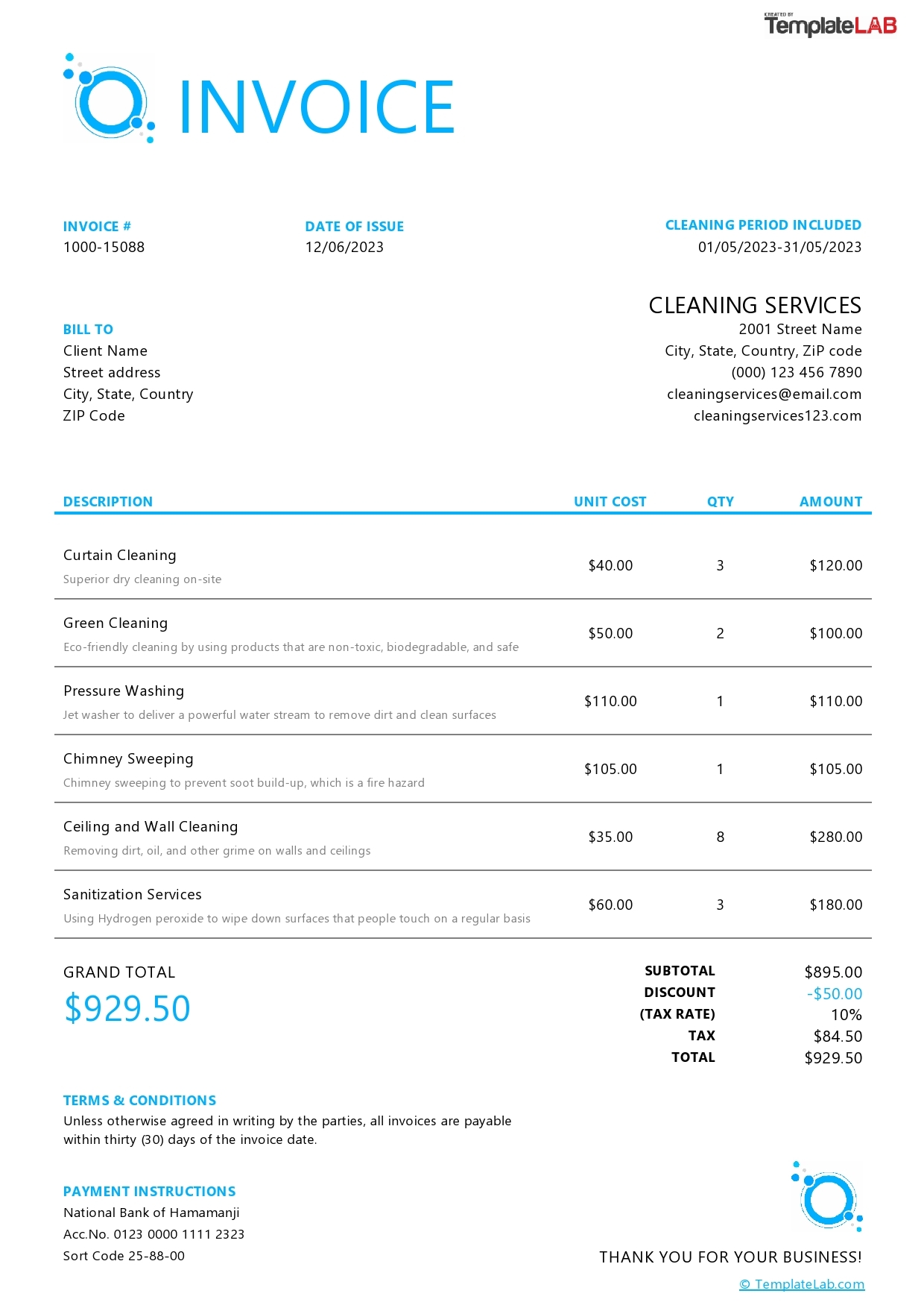 15 Printable U0026 Free Invoice Templates Excel Doc PDF 