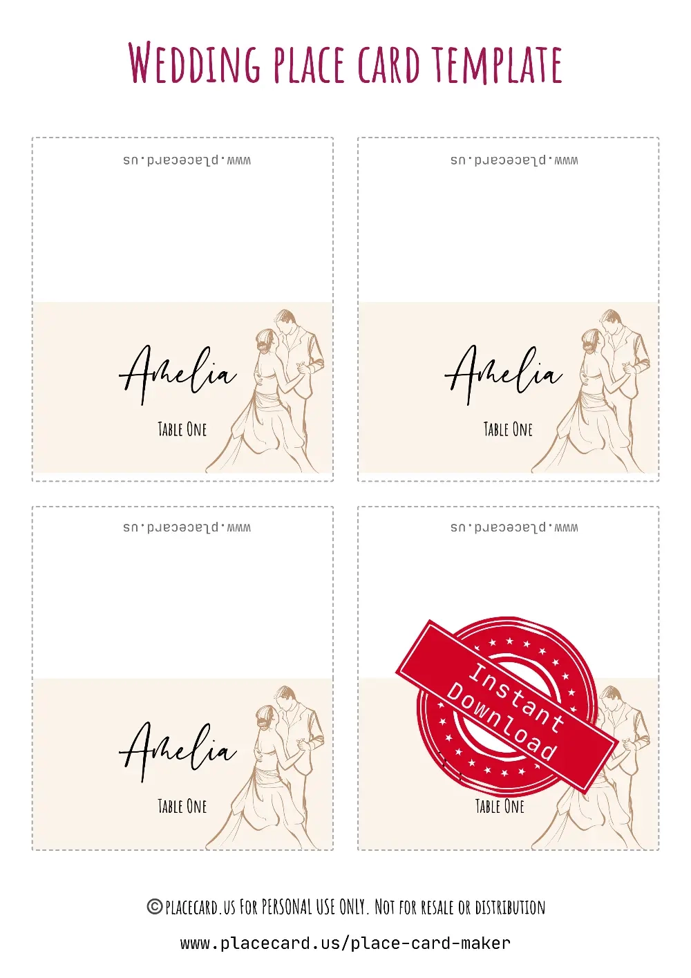150 Place Cards With Printable PDF Word 2025 Edition 