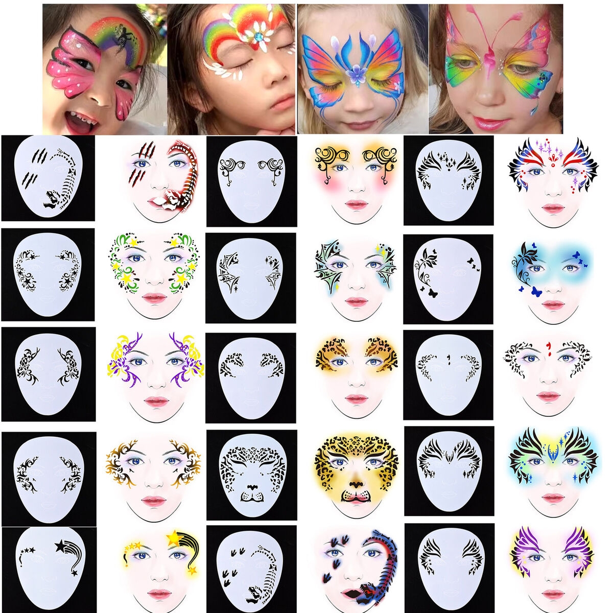 15pc Face Paint Stencils For Kids Reusable Face Body Paint Stencils Kit Easy USE EBay