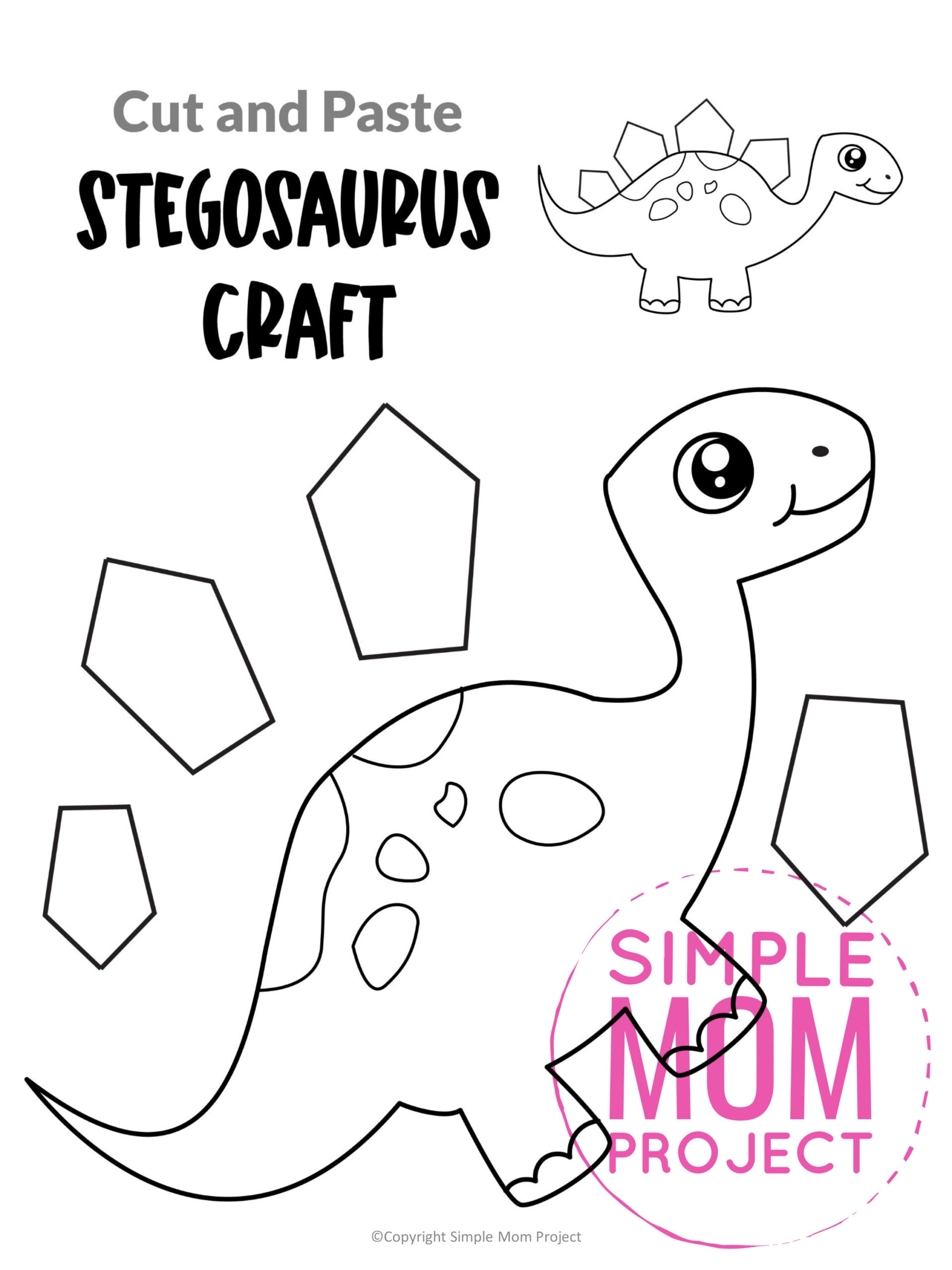 20 Awesome Dinosaur Cut And Paste Craft Printable Templates Simple Mom Project Store