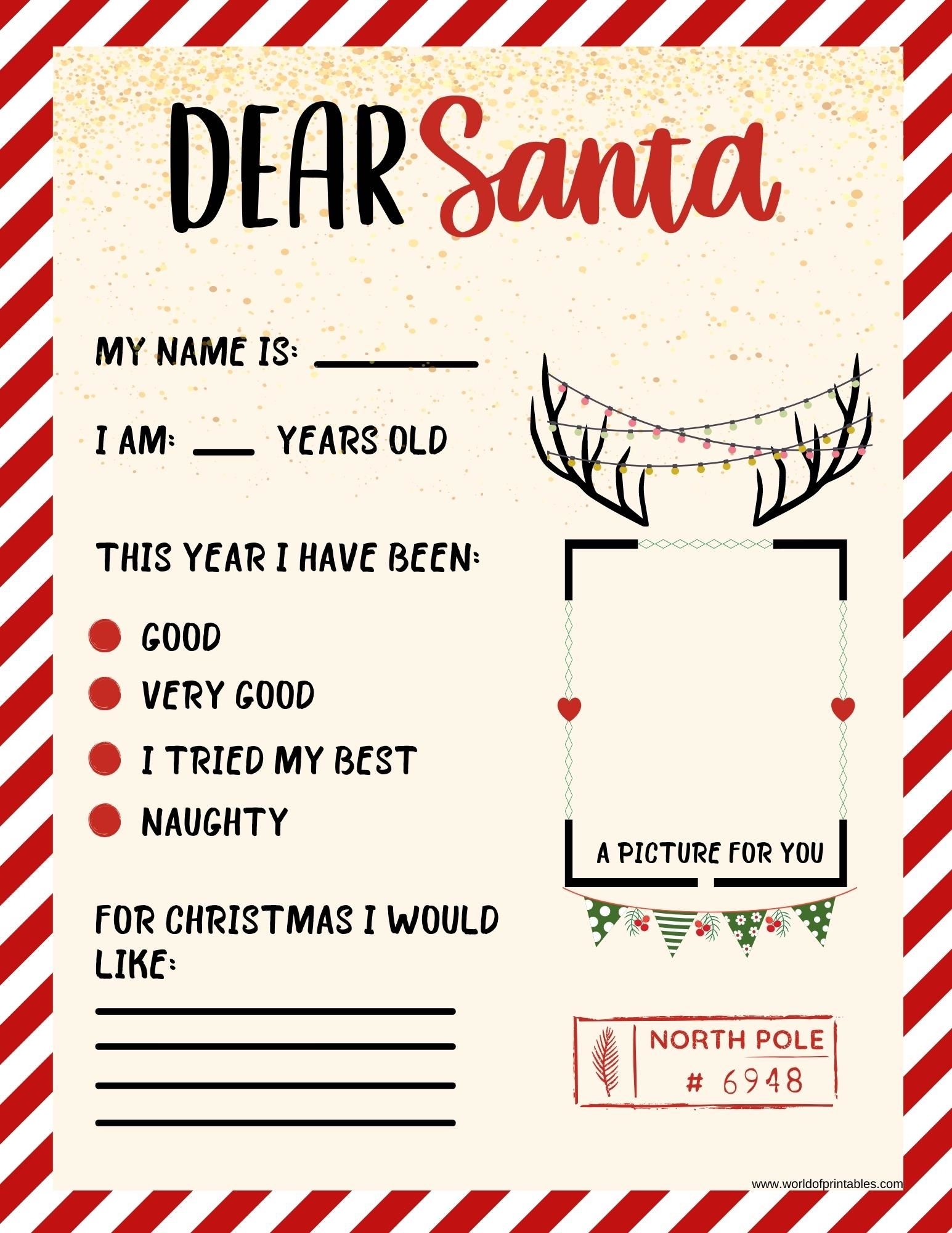 20 Free Printable Letter To Santa Templates World Of Printables 20 Free Printable Letter To Santa Templates World Of Printables