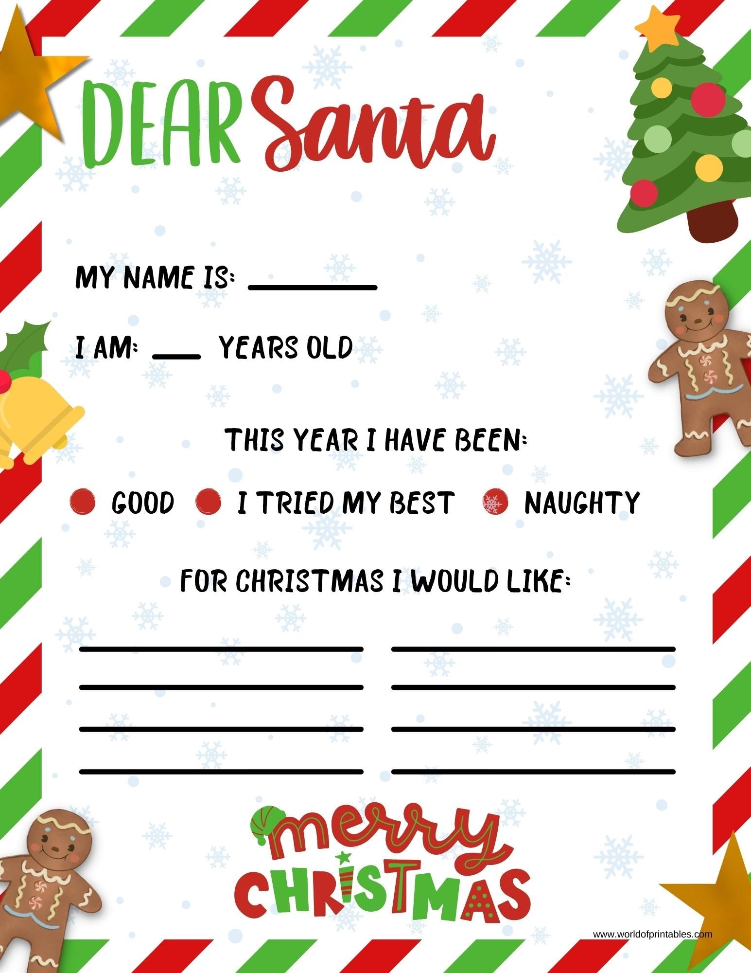 20 Free Printable Letter To Santa Templates World Of Printables 20 Free Printable Letter To Santa Templates World Of Printables