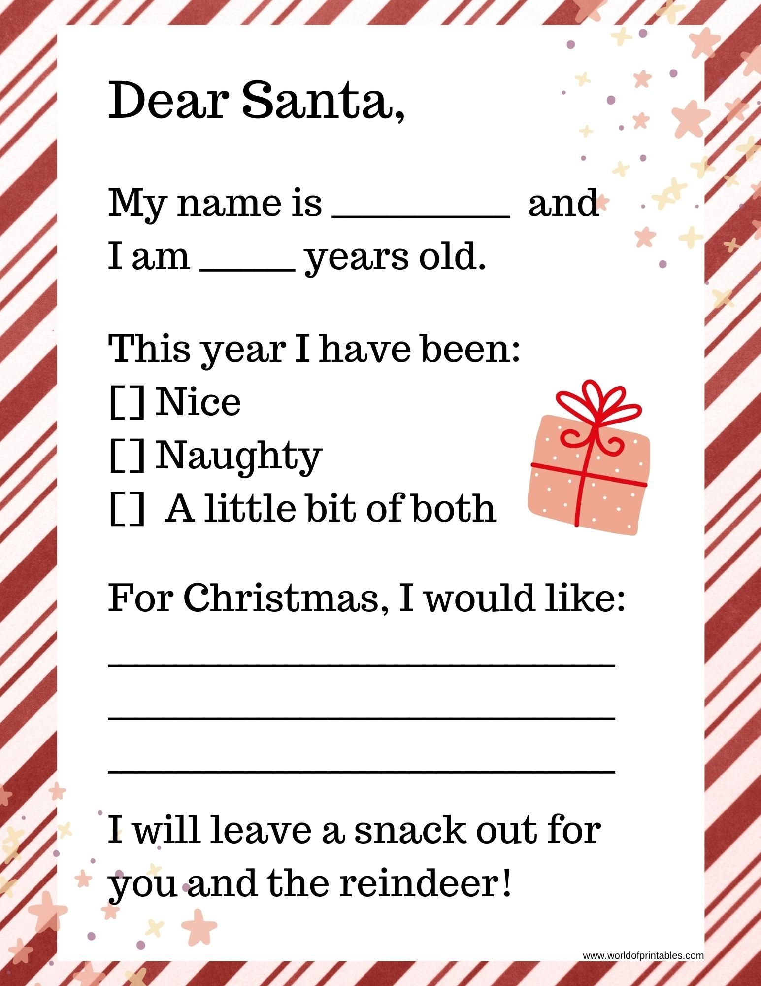 20 Free Printable Letter To Santa Templates World Of Printables