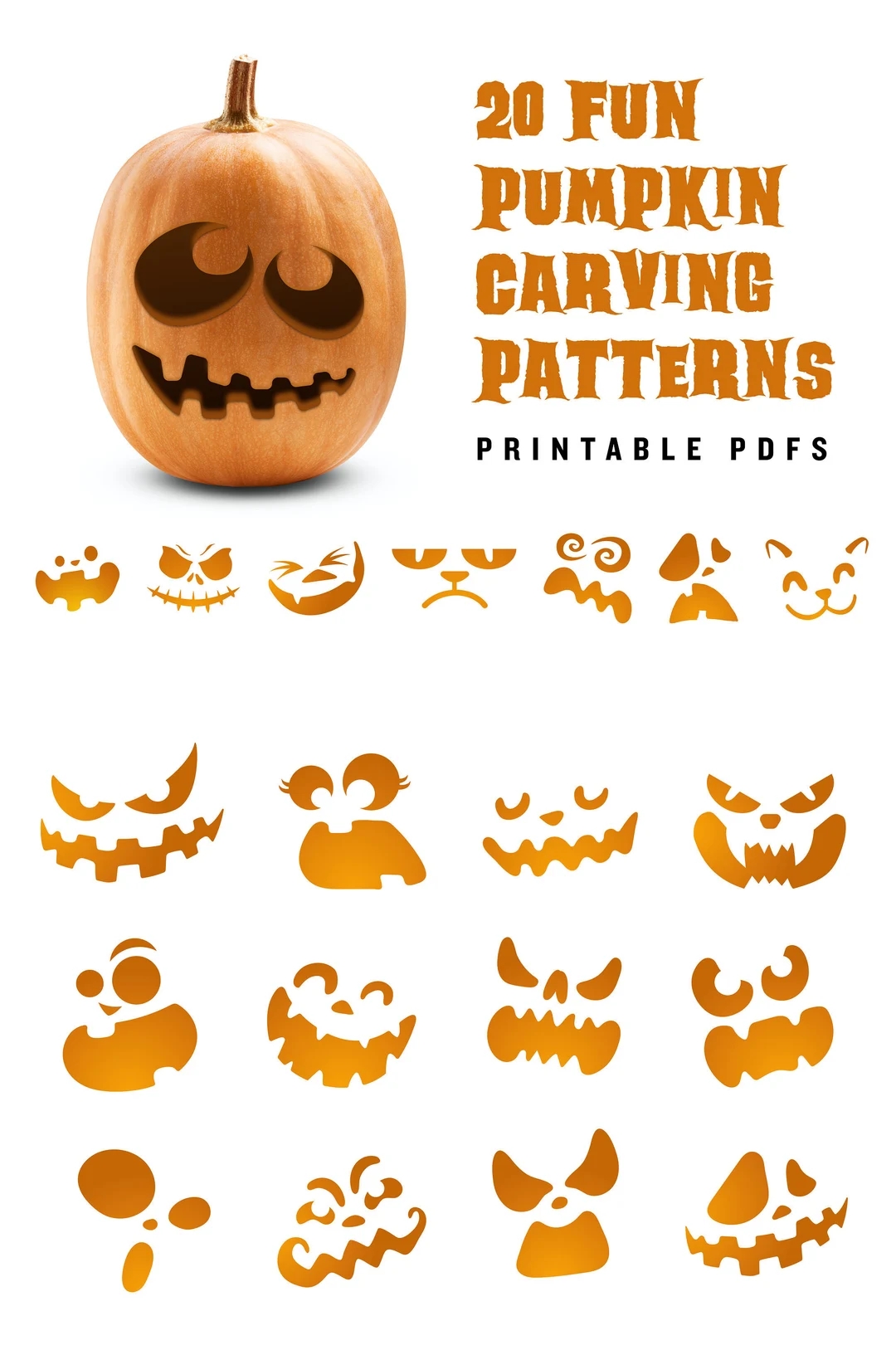 20 Printable Jack o lantern Pumpkin Carving Patterns For Halloween Simple Patterns That Can Make Anyone Look Like A Pro Etsy Canada