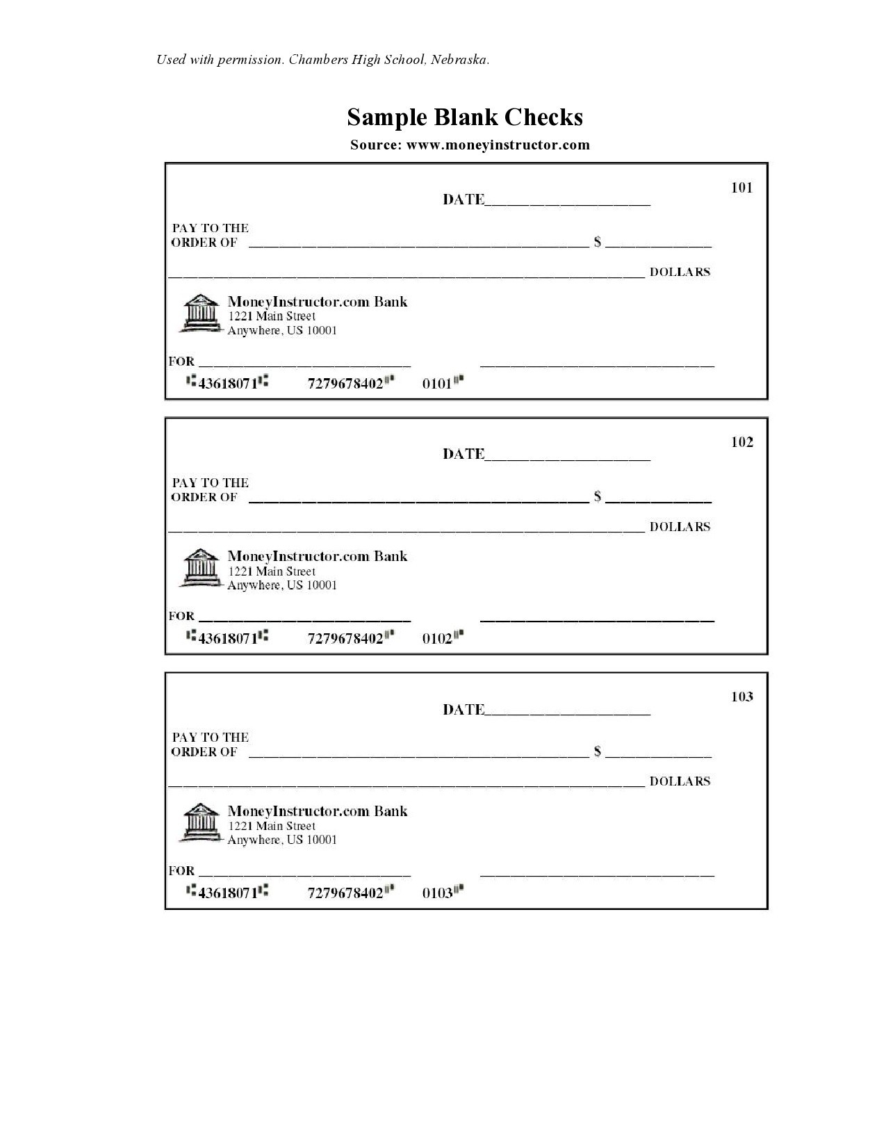 Printable Business Check Template