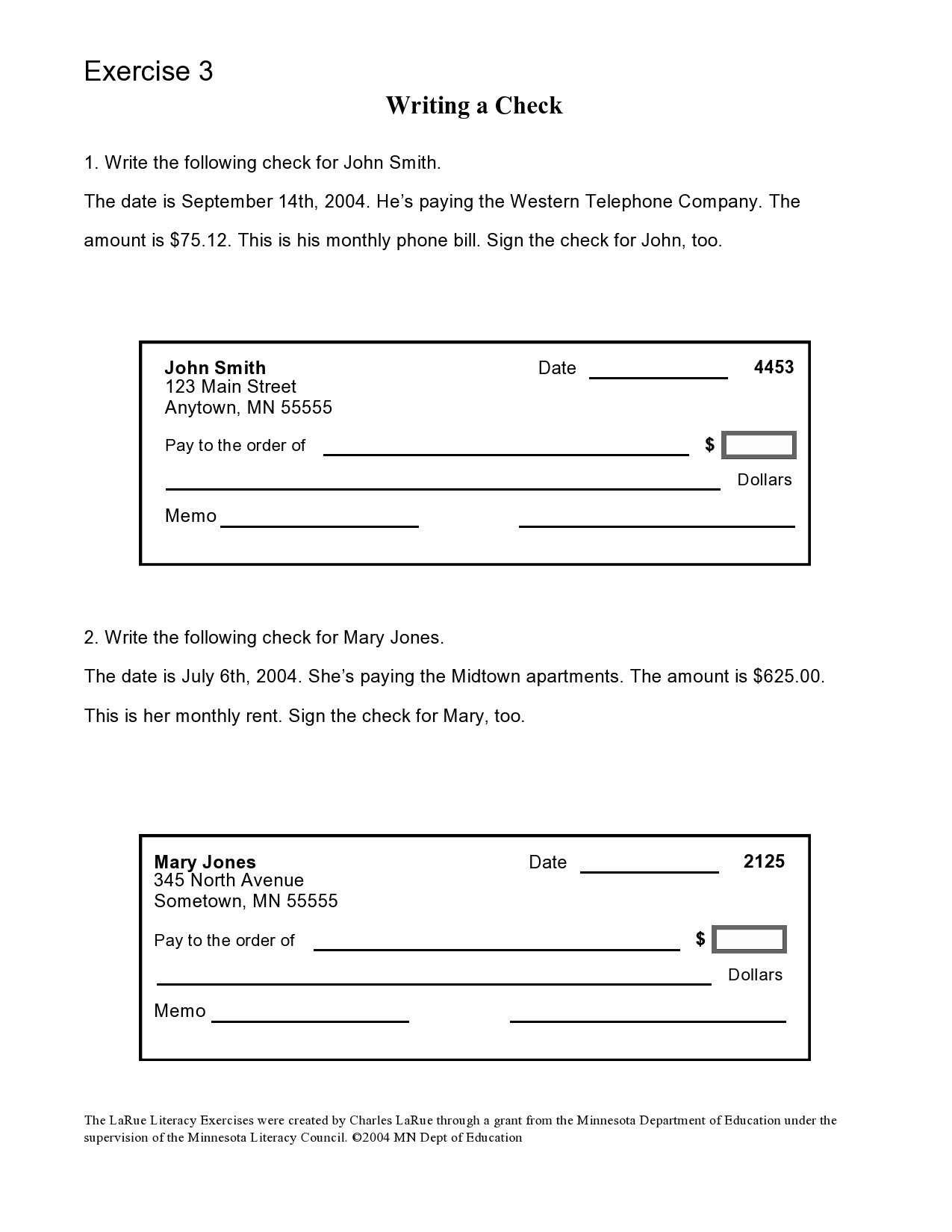 Printable Check Templates