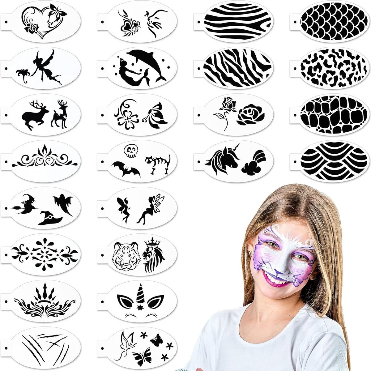 24 Pcs Face Paint Stencils Face Body Painting Stencil Tattoo Painting Templates EBay