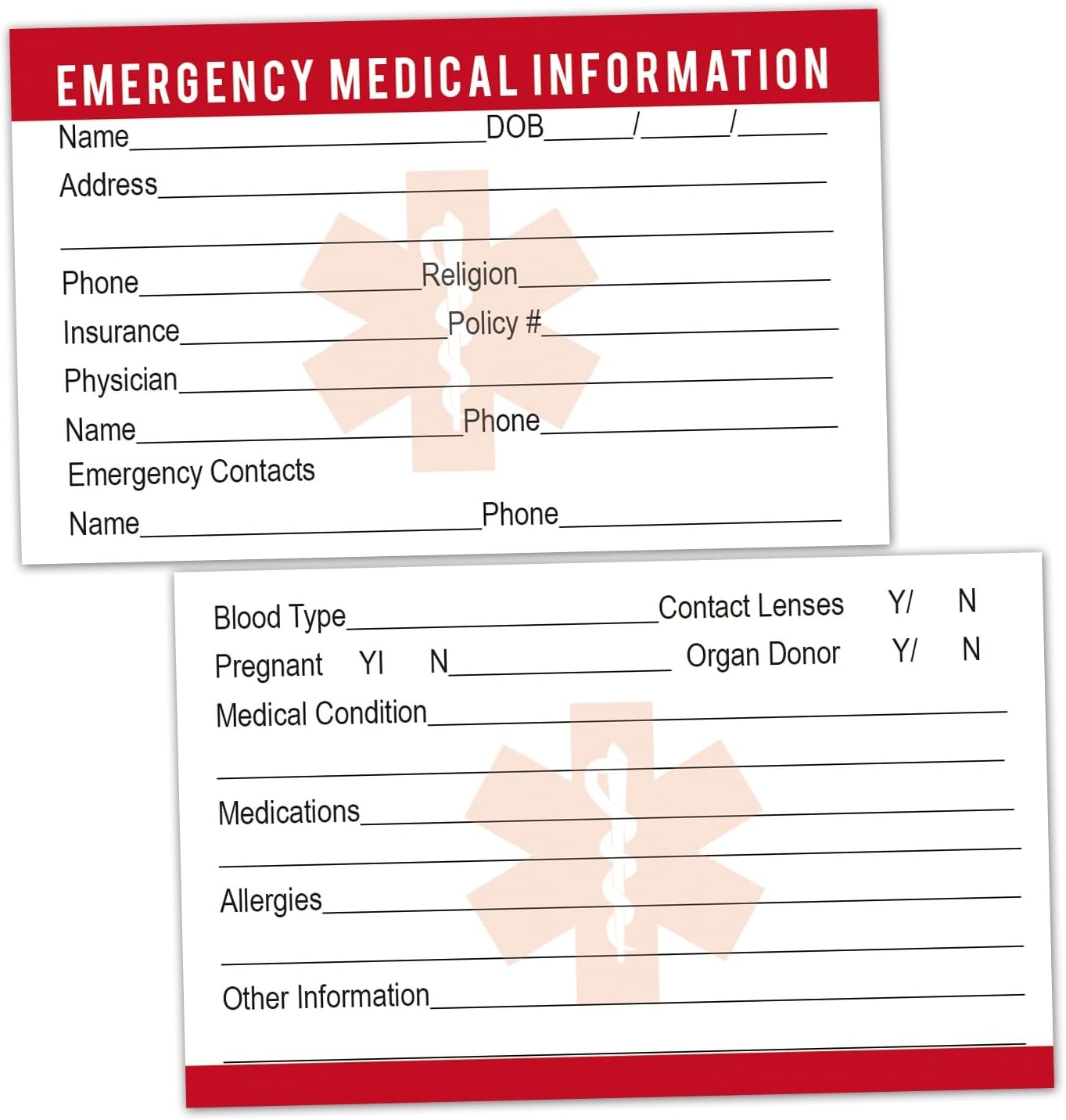 25 Emergency Medical Information ID Cards Emergency Seychelles Ubuy