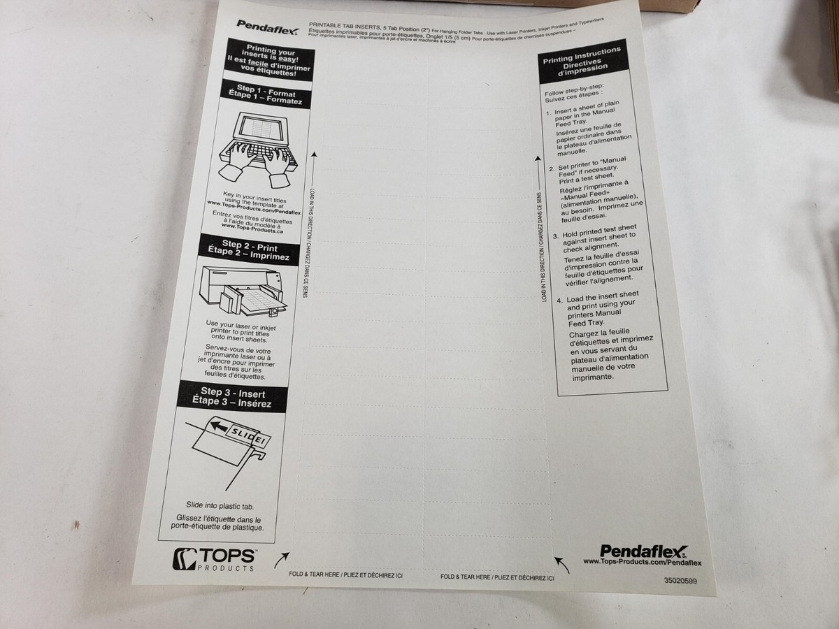 Pendaflex Printable Tab Inserts Template