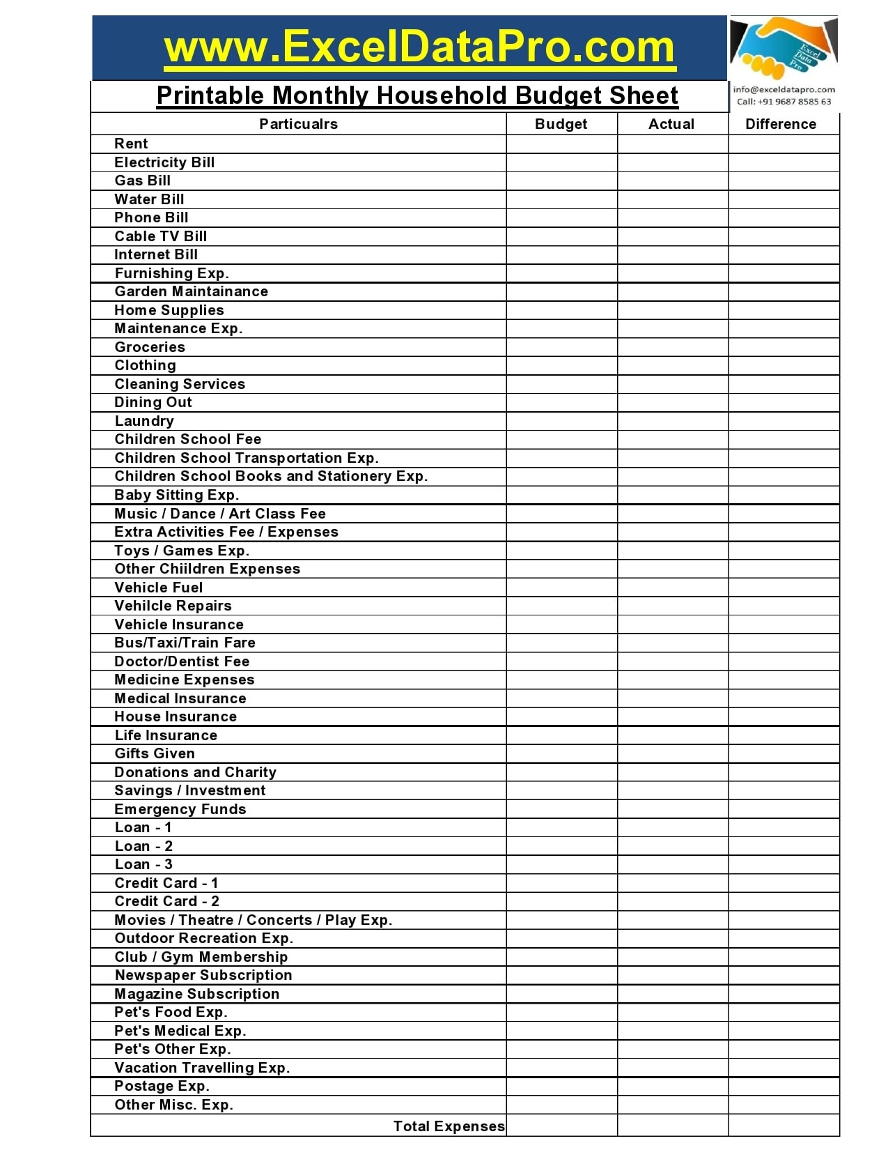 28 Best Household Budget Templates Family Budget Worksheets 
