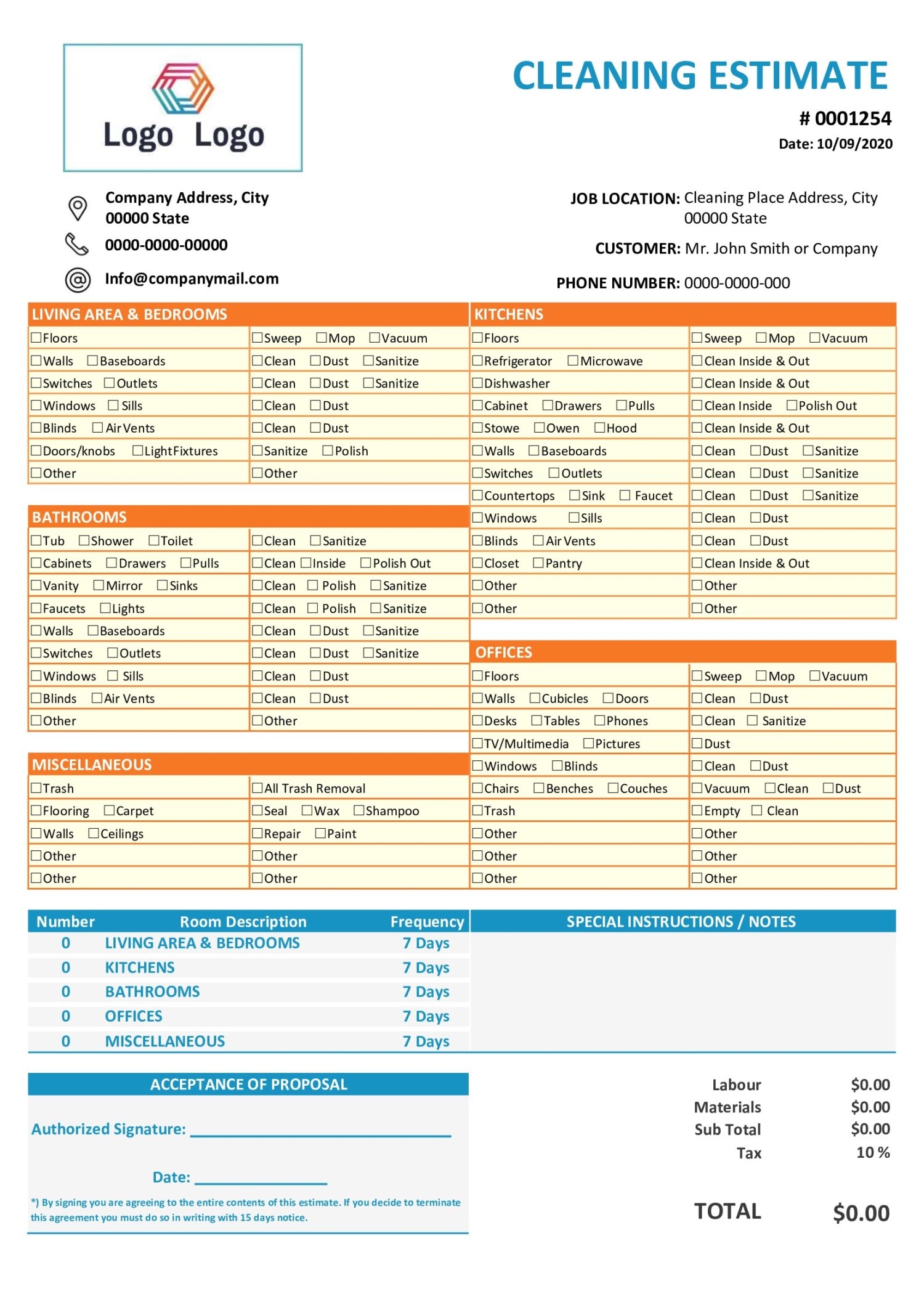 28 Free Estimate Template Forms Construction Repair Cleaning 