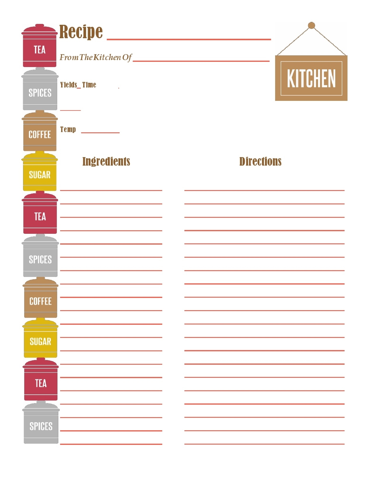 Printable Cookbook Template