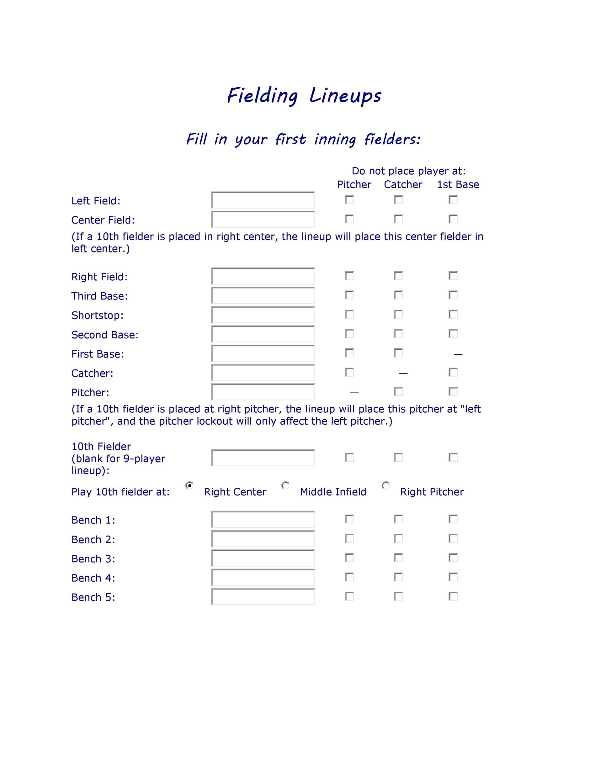 33 Printable Baseball Lineup Templates Free Download TemplateLab