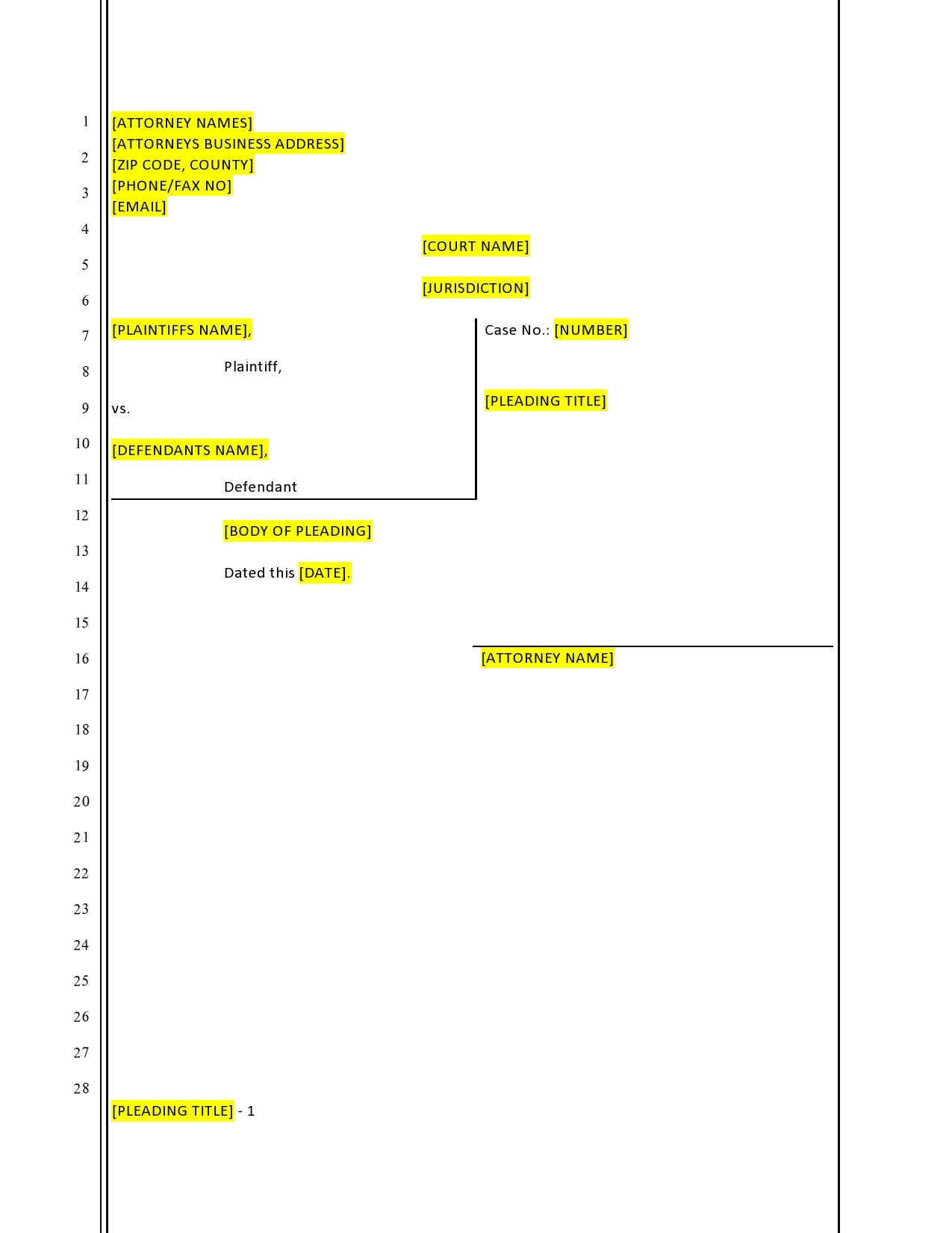 36 Free Pleading Paper Templates Word PDF TemplateLab