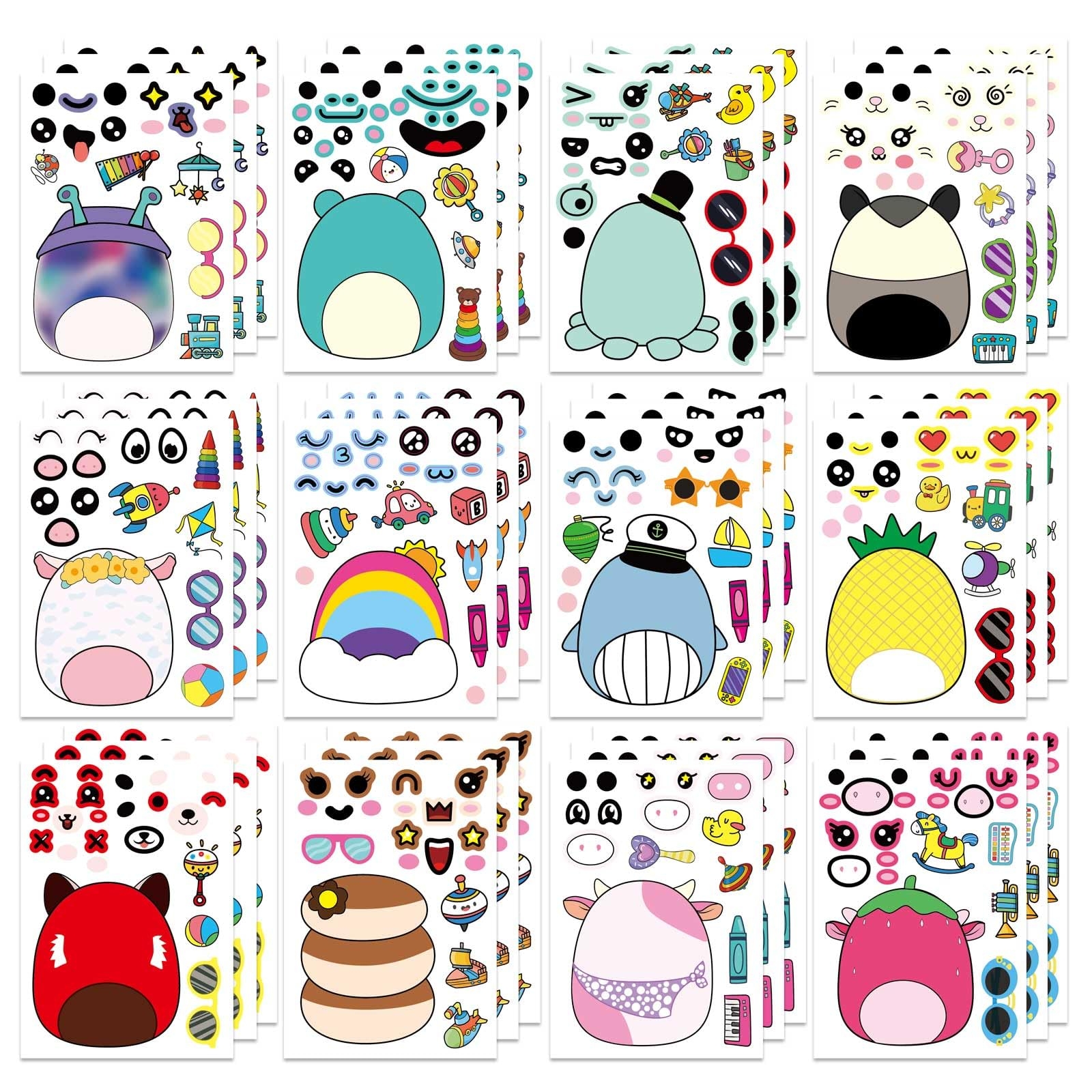 36 Sheets Cartoon Make A Face Stickers For Kids Birthday Party Favors Party Supplies Mixed And Matched With 12 Designs Fantasy Characters Make Your Own Stickers Gifts Reward Buy Online At