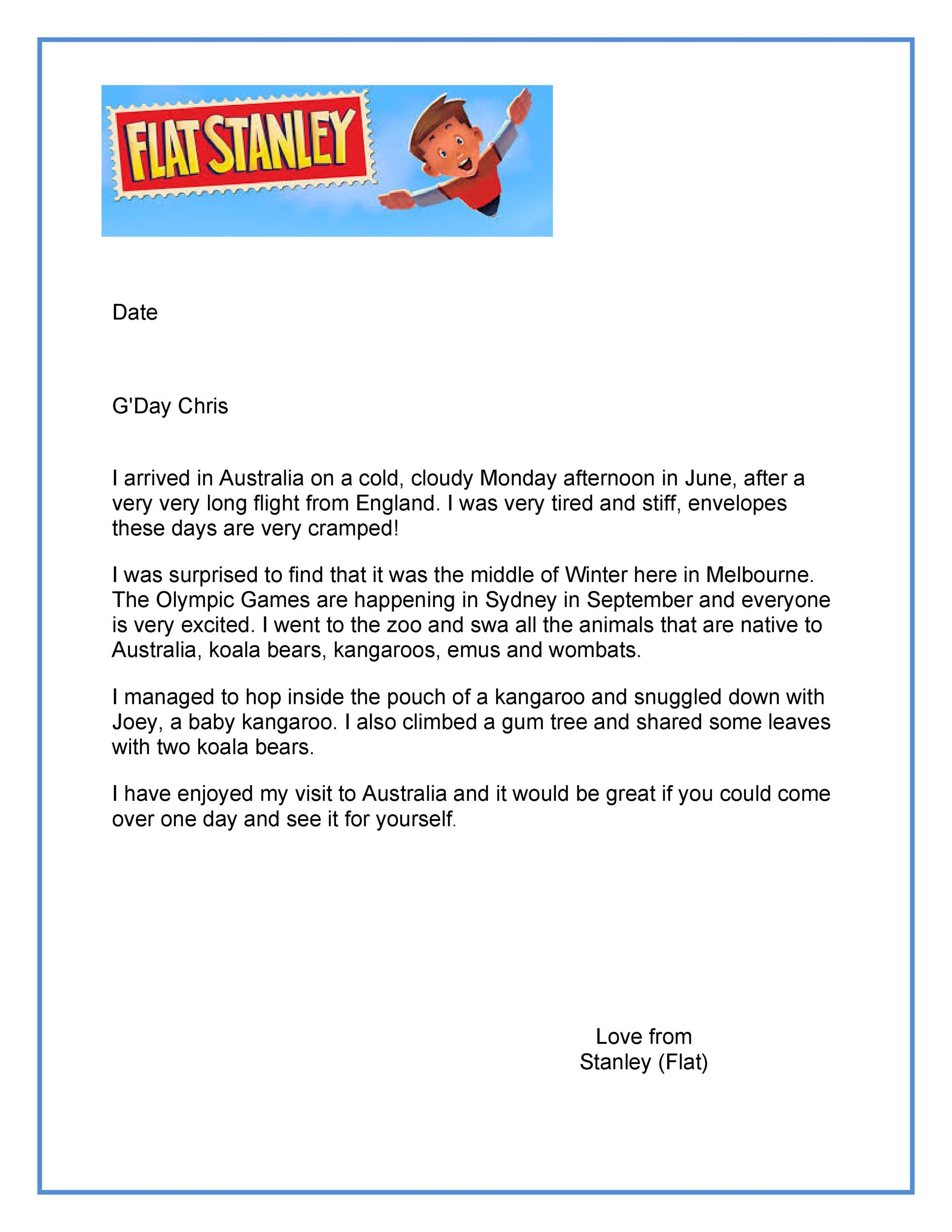 37 Flat Stanley Templates Letter Examples TemplateLab